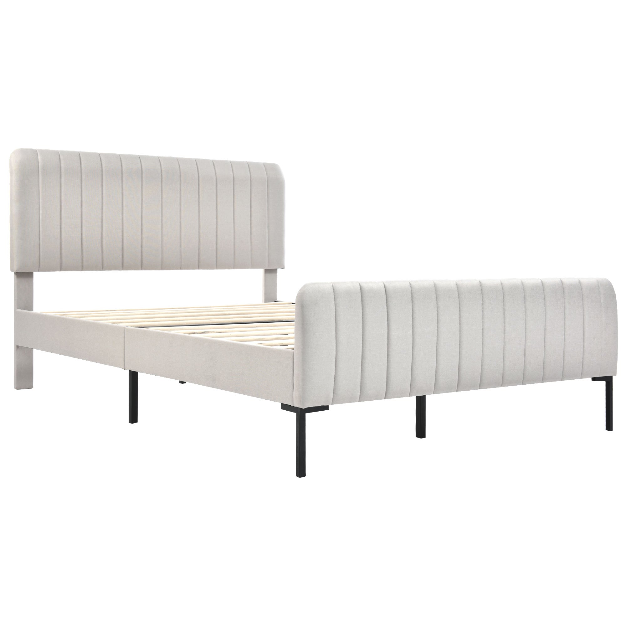 Logidon gestoffeerd bed tweepersoonsbed 140x200 verstelbaar hoofdbord grijsbeige