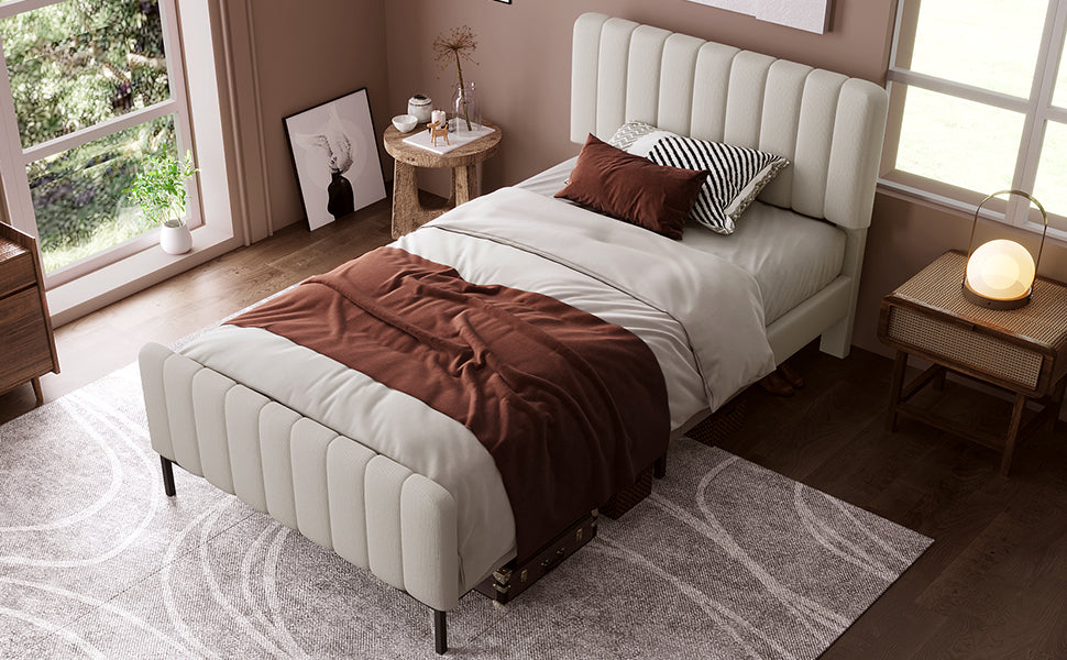 Logidon Gestoffeerd bed 90x200 cm met verstelbaar hoofdbord grijsbeige