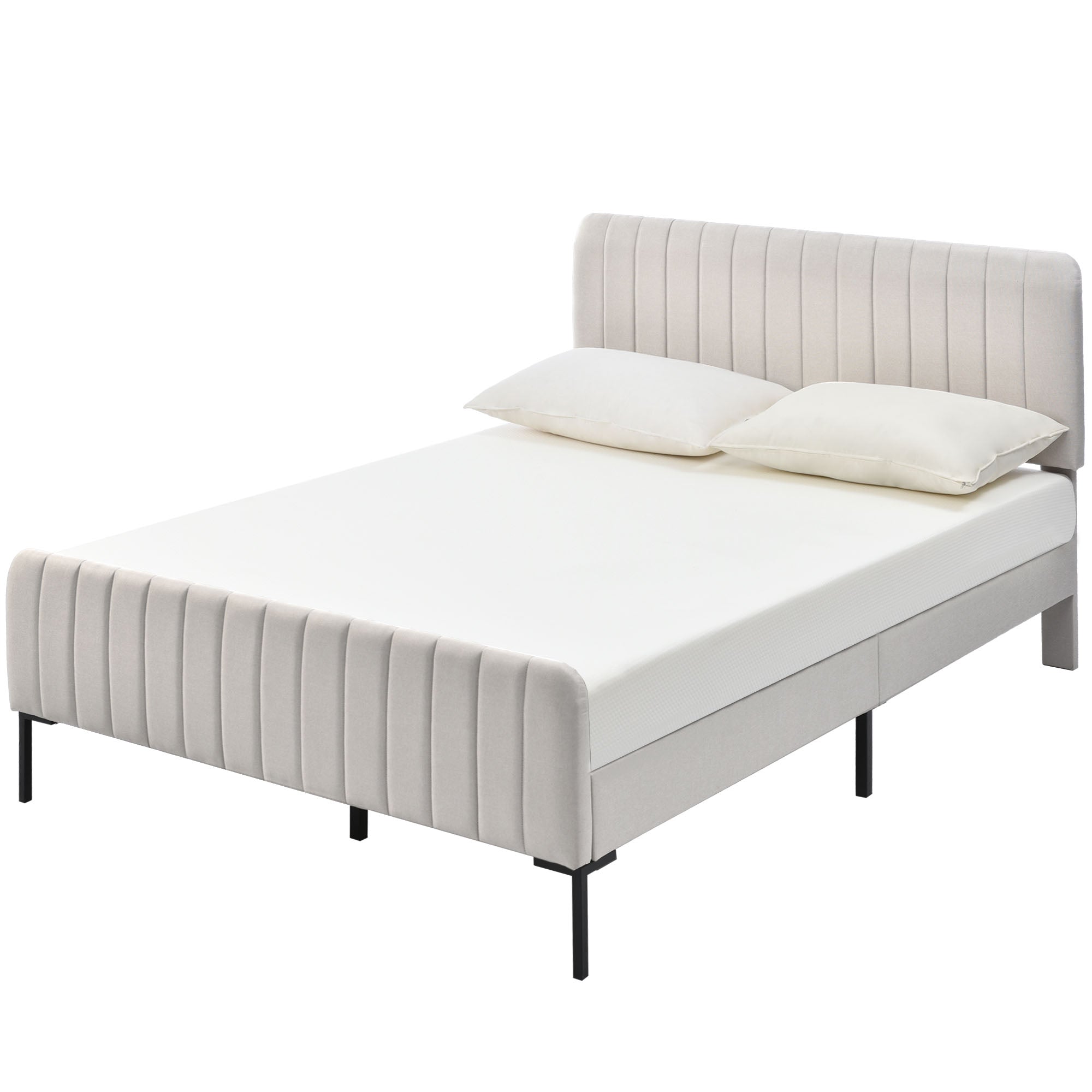 Logidon gestoffeerd bed tweepersoonsbed 140x200 verstelbaar hoofdbord grijsbeige