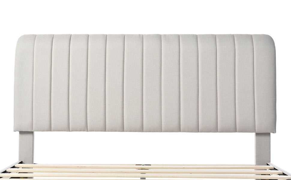 Logidon Gestoffeerd bed 160x200 met verstelbaar hoofdeinde grijsbeige