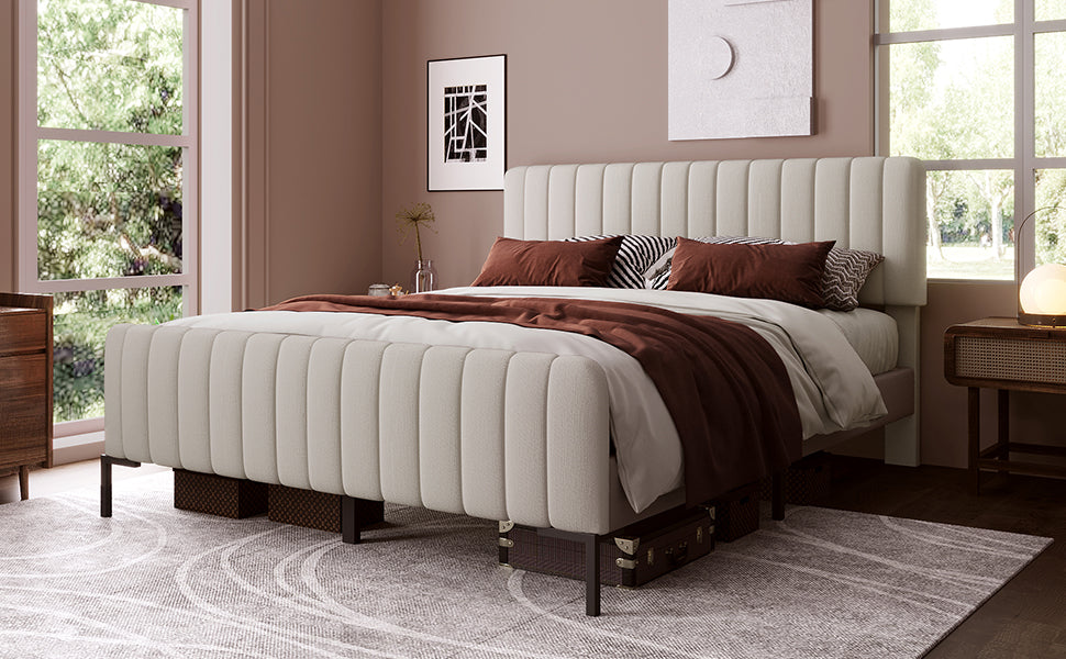 Logidon gestoffeerd bed 180x200 grijsbeige verstelbaar hoofdeinde