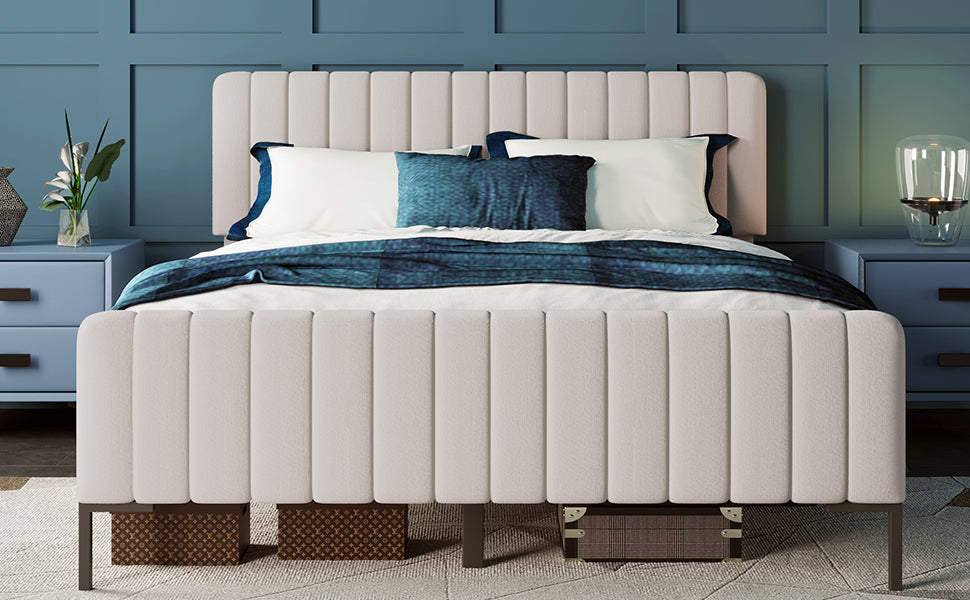 Logidon Gestoffeerd bed 160x200 met verstelbaar hoofdeinde grijsbeige