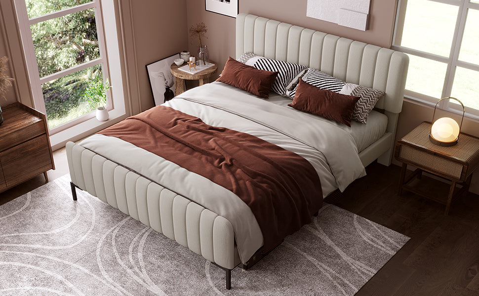 Logidon gestoffeerd bed tweepersoonsbed 140x200 verstelbaar hoofdbord grijsbeige