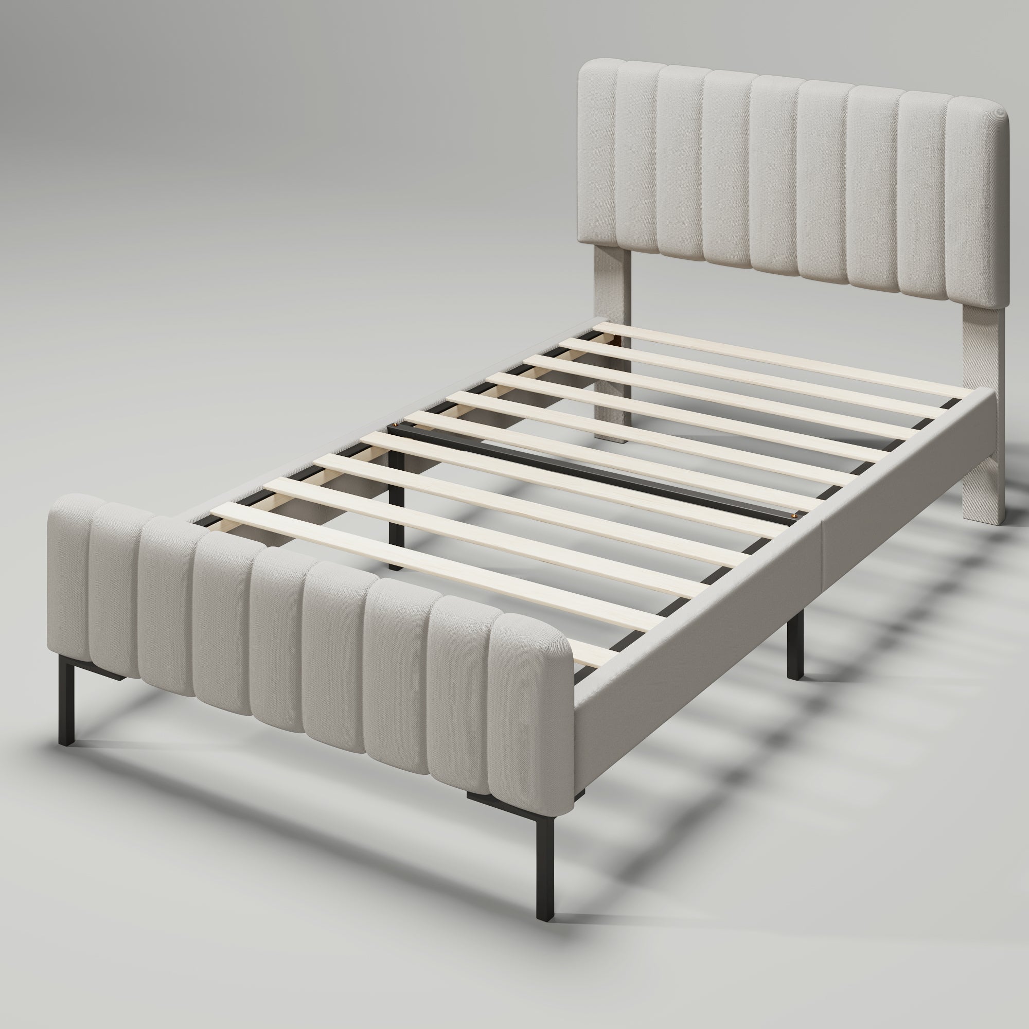 Logidon Gestoffeerd bed 90x200 cm met verstelbaar hoofdbord grijsbeige
