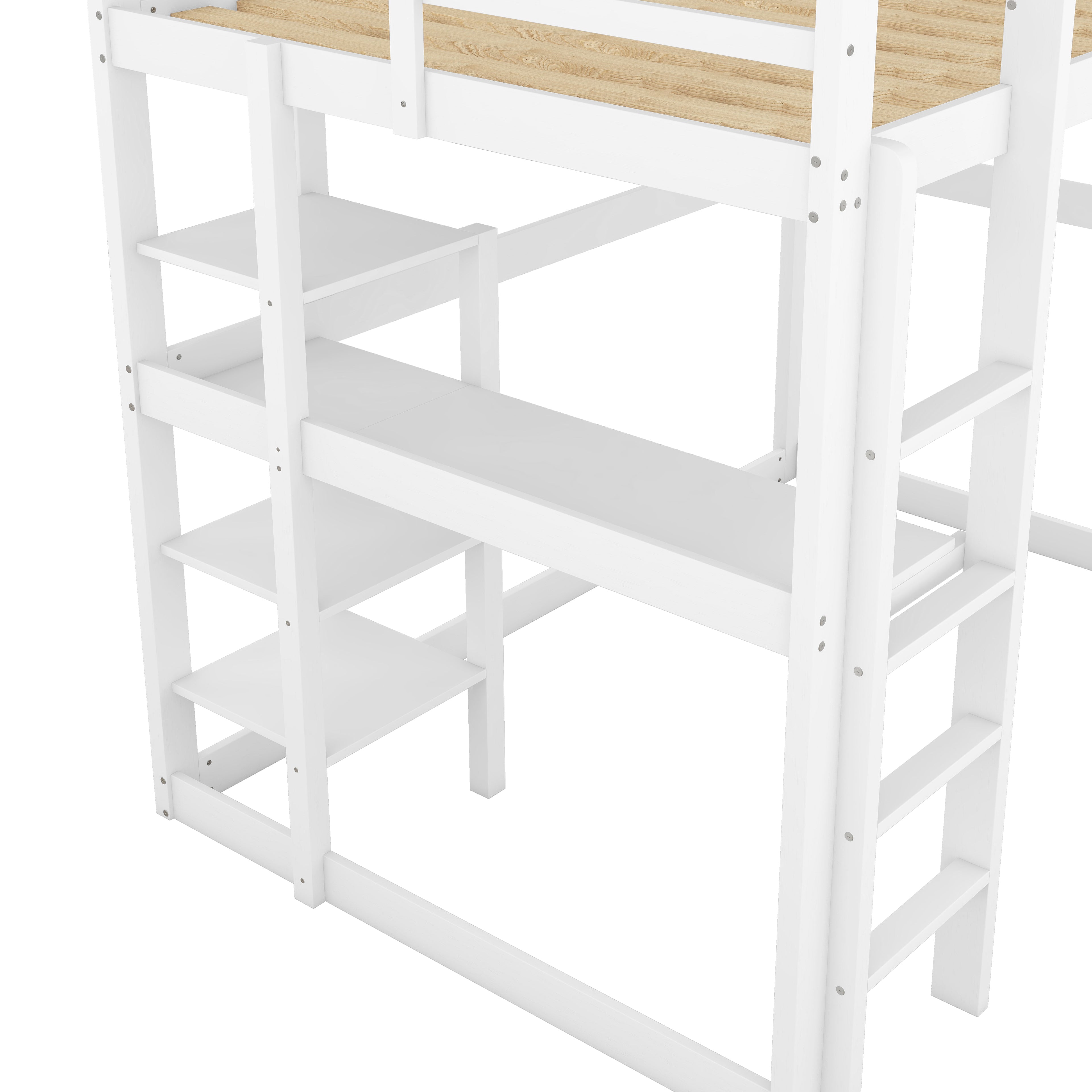 Logidon loft bed 140x200 white with desk and storage space