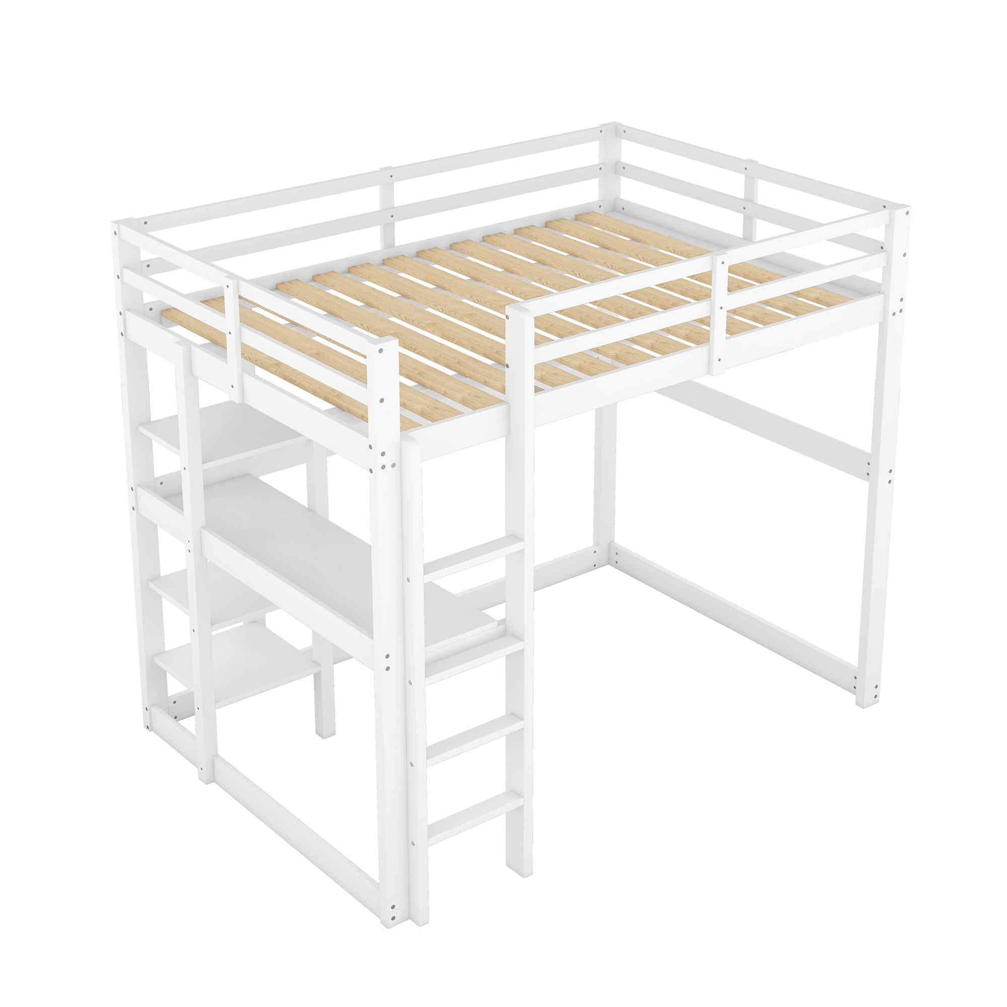 Logidon loft bed 140x200 white with desk and storage space