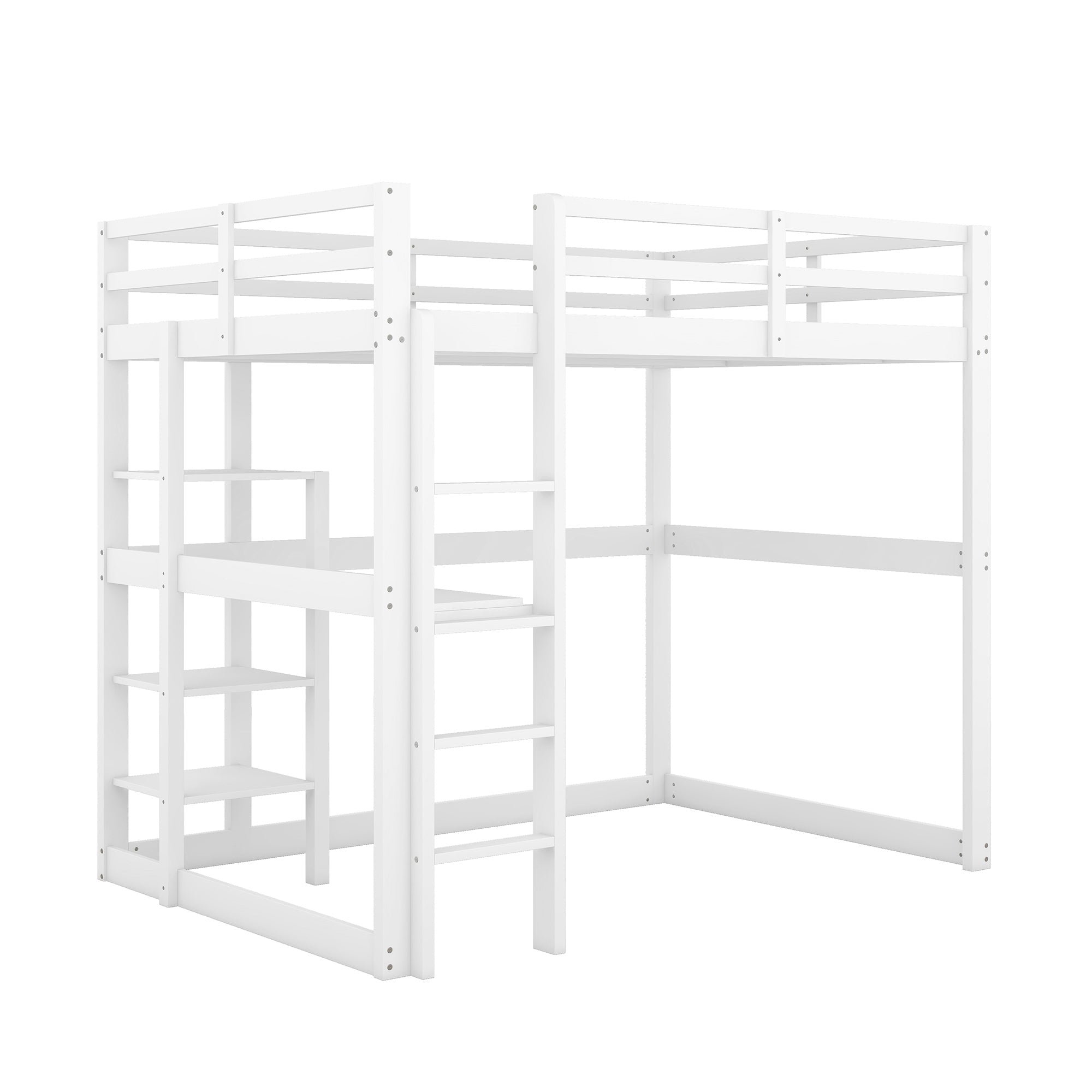 Logidon loft bed 140x200 white with desk and storage space