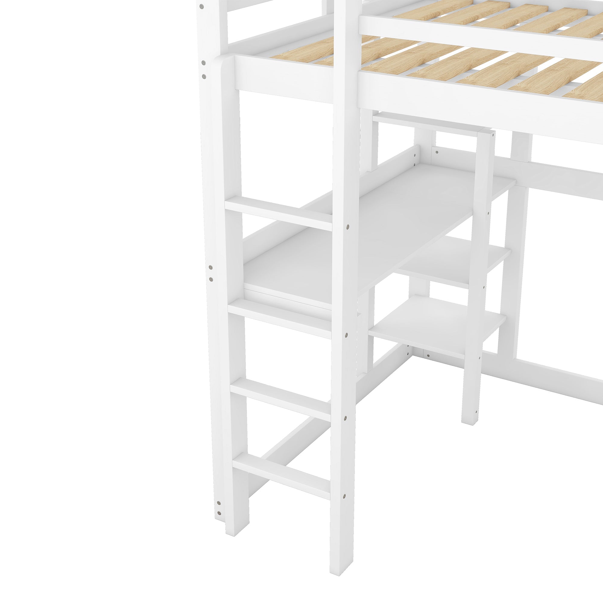 Logidon loft bed 140x200 white with desk and storage space