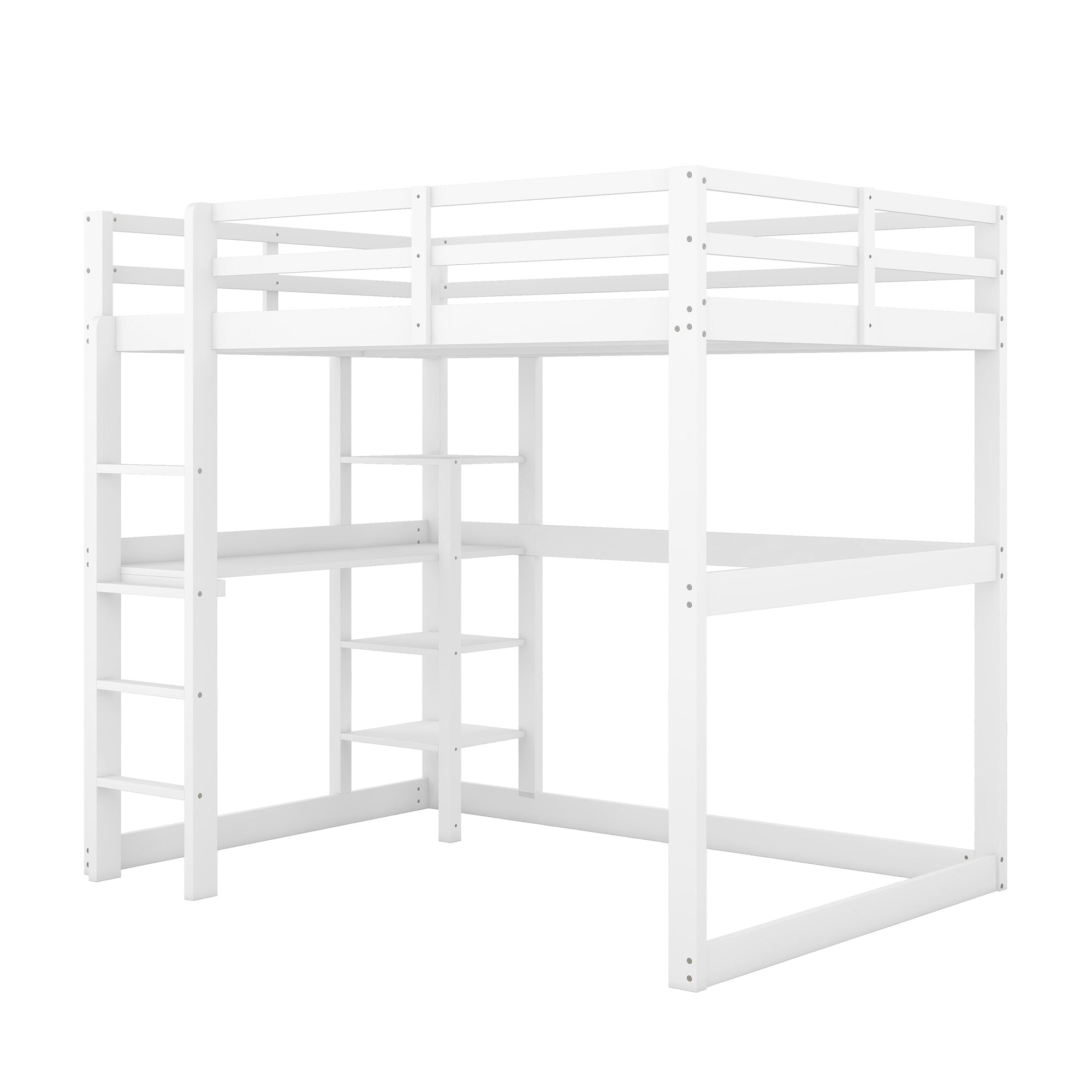 Logidon loft bed 140x200 white with desk and storage space