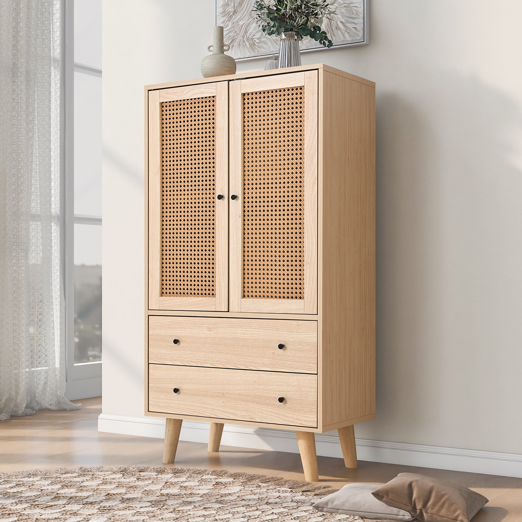 Logidon dressoir 60x120 cm eikenlook rotanlook 2 deuren 2 lades