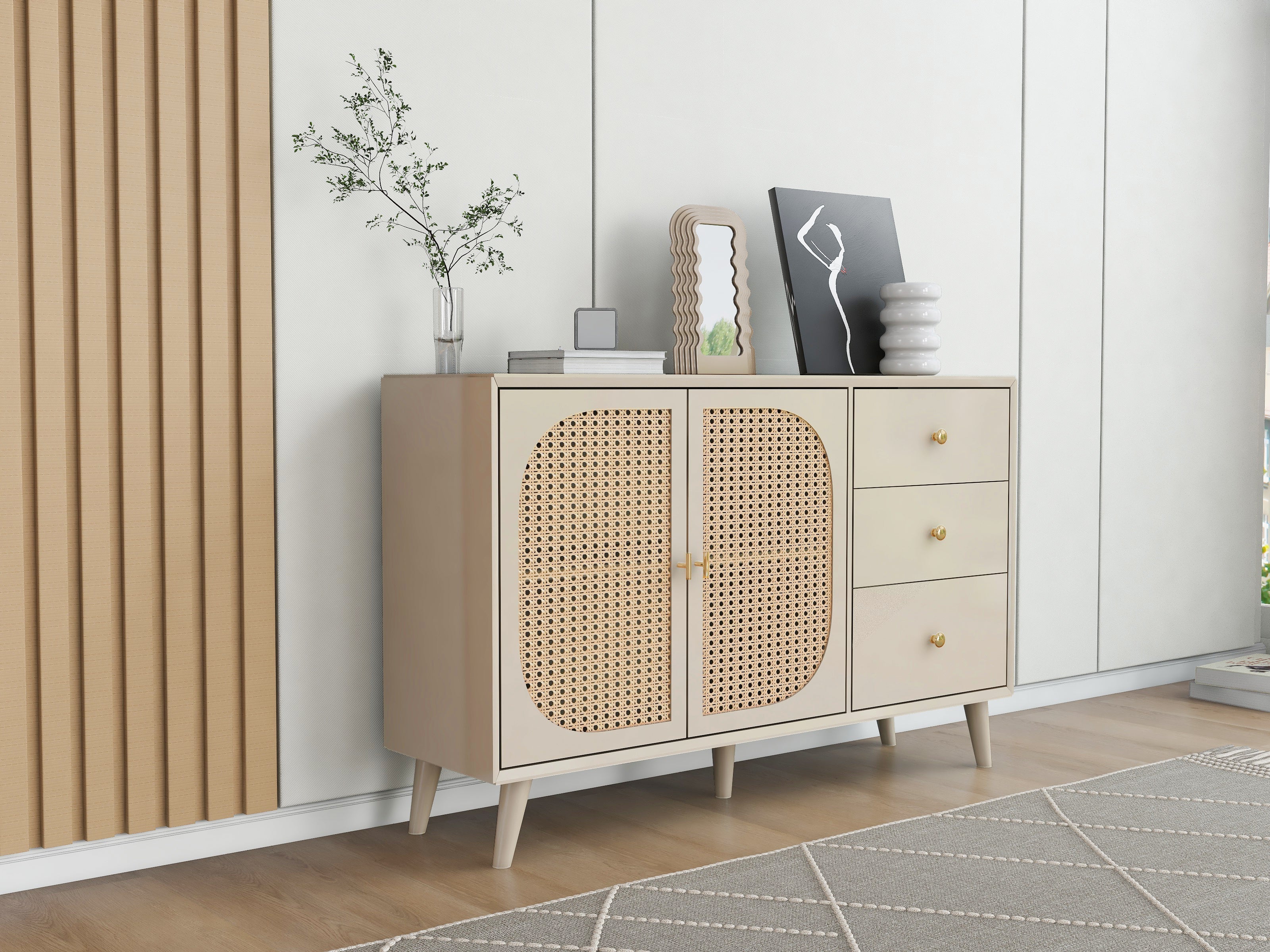 Logidon sideboard 120x40x82.5 cm cream offwhite with 2 doors and 3 drawers