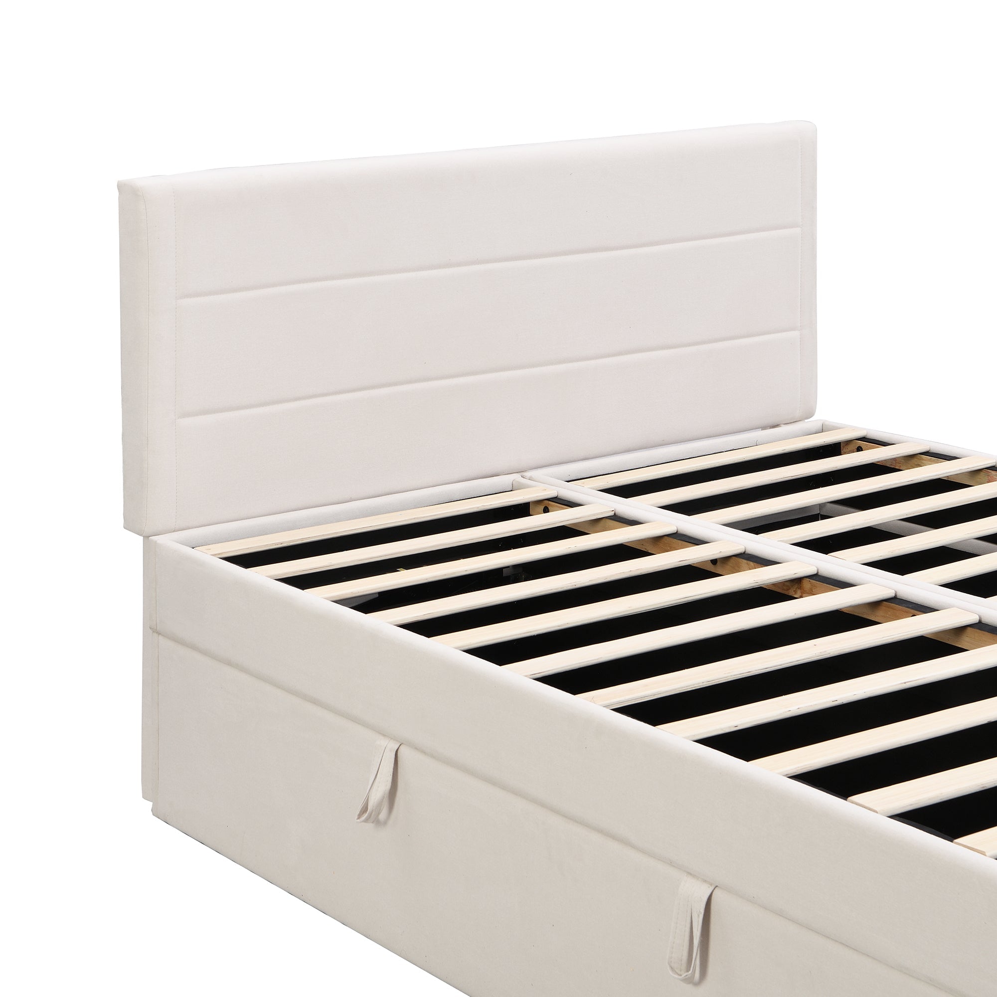 Logidon gestoffeerd bed 140x200 cm beige met opbergruimte en lattenbodem