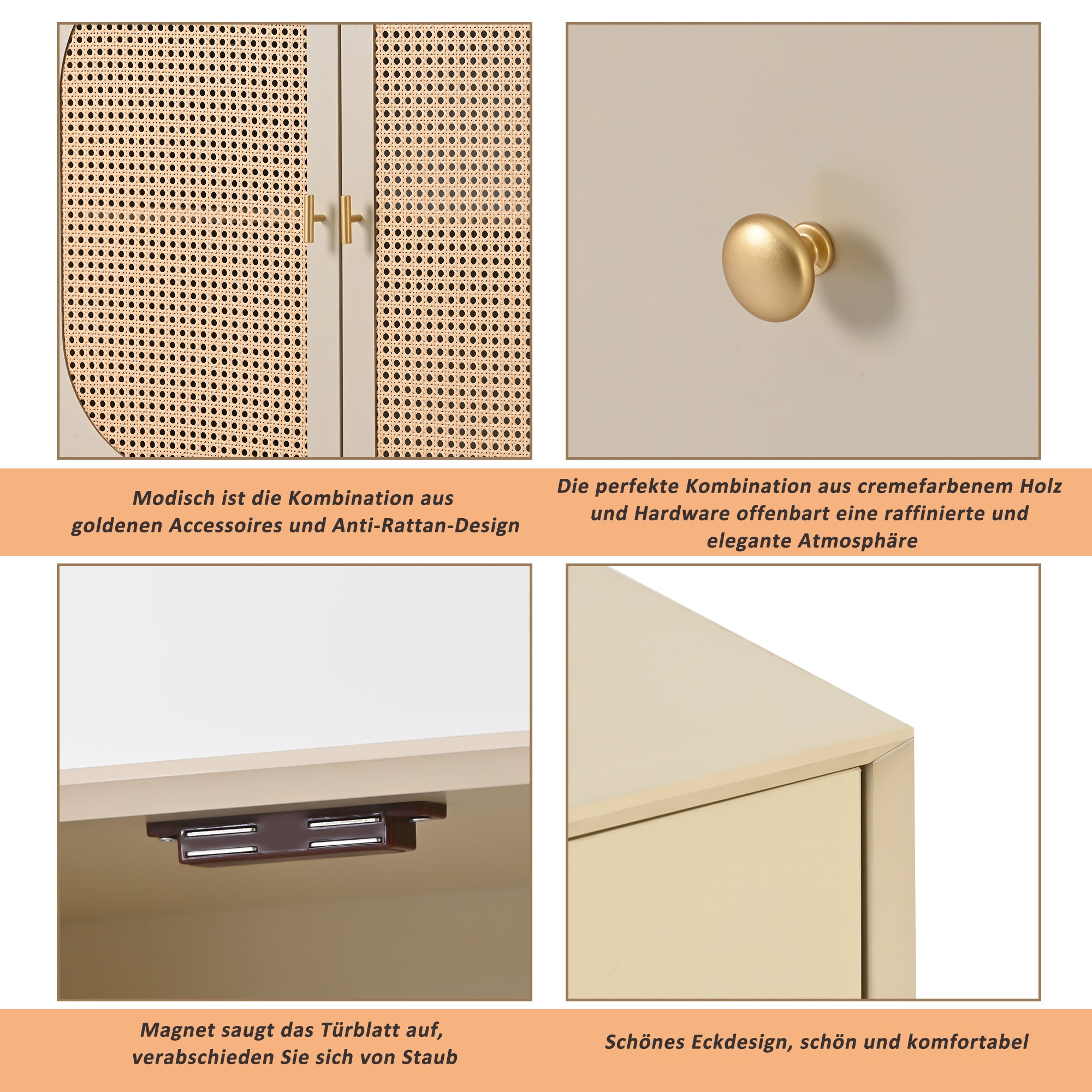 Logidon sideboard 120x40x82.5 cm cream offwhite with 2 doors and 3 drawers
