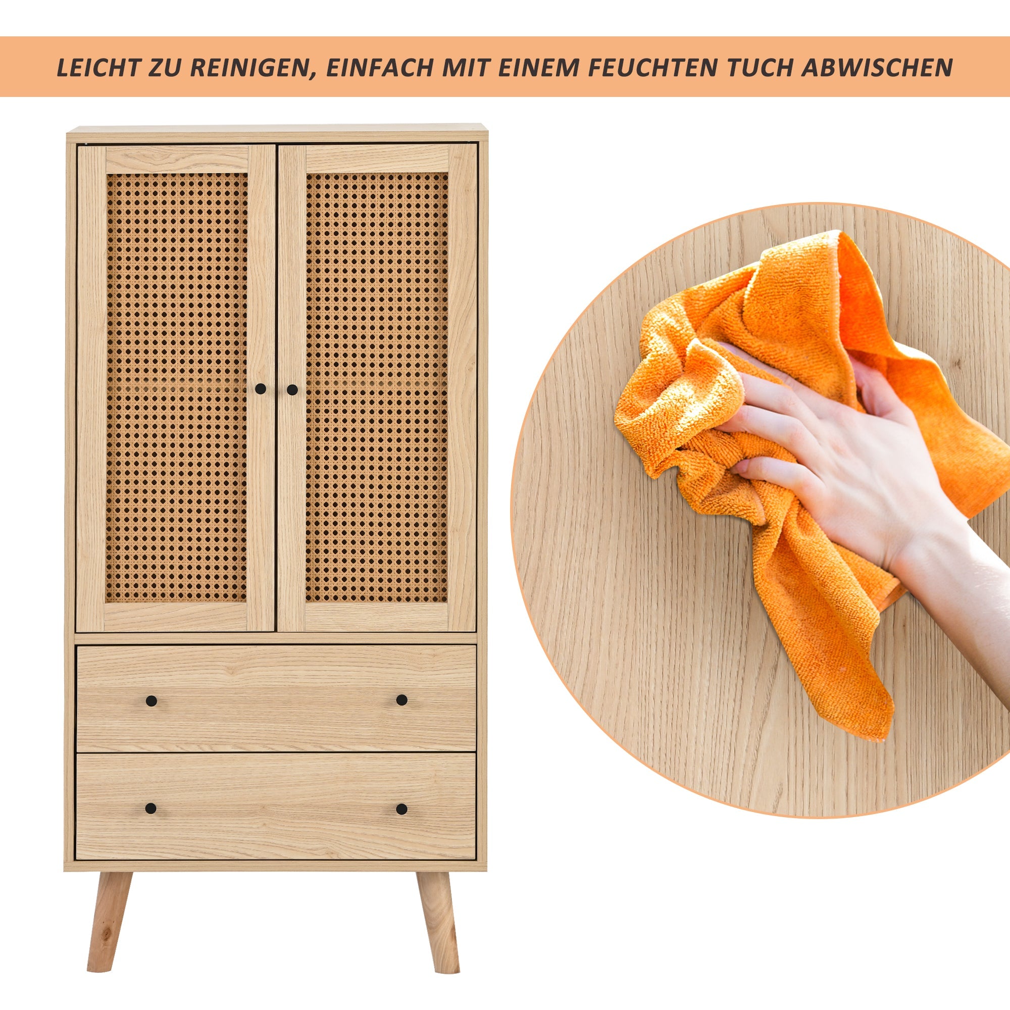 Logidon dressoir 60x120 cm eikenlook rotanlook 2 deuren 2 lades