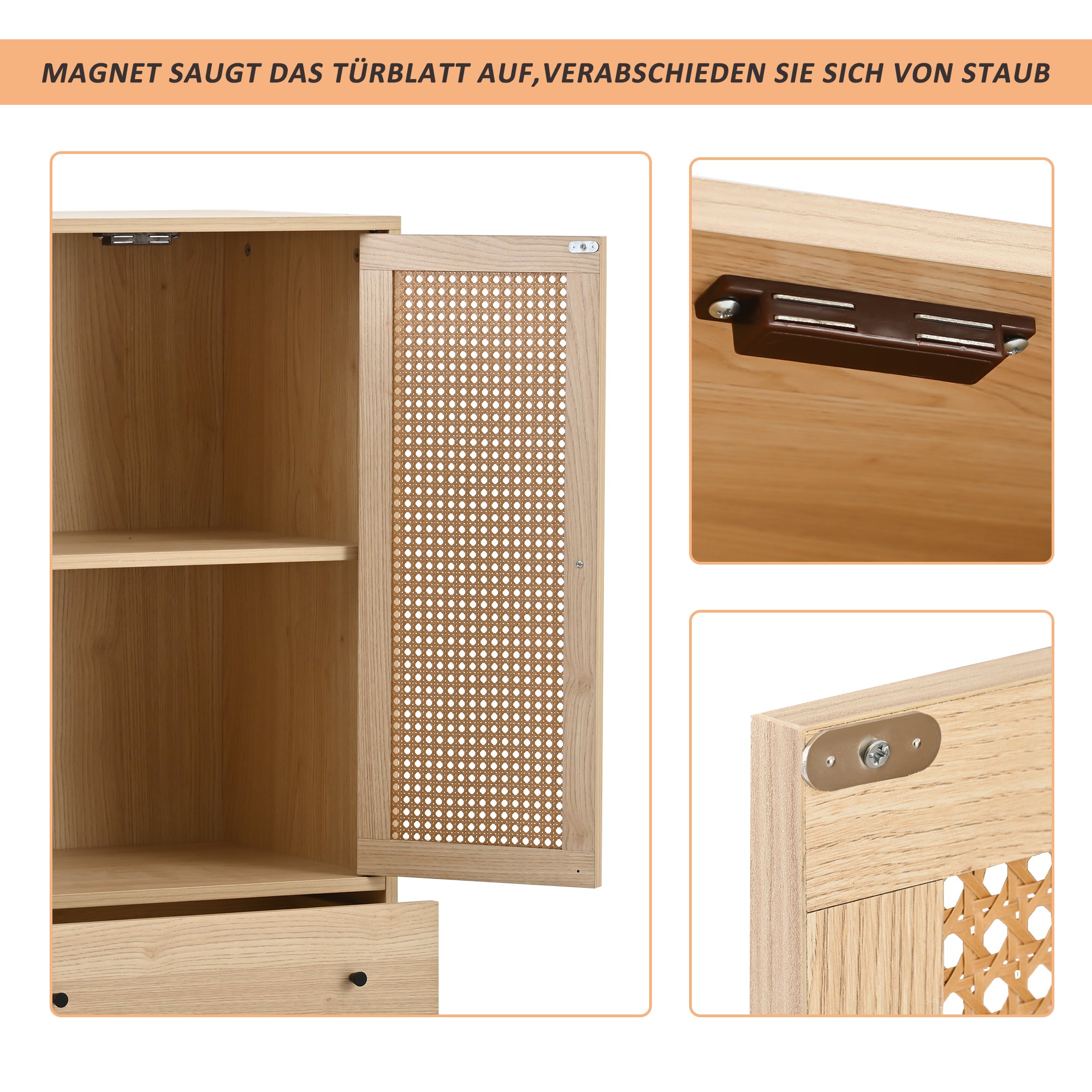 Logidon dressoir 60x120 cm eikenlook rotanlook 2 deuren 2 lades