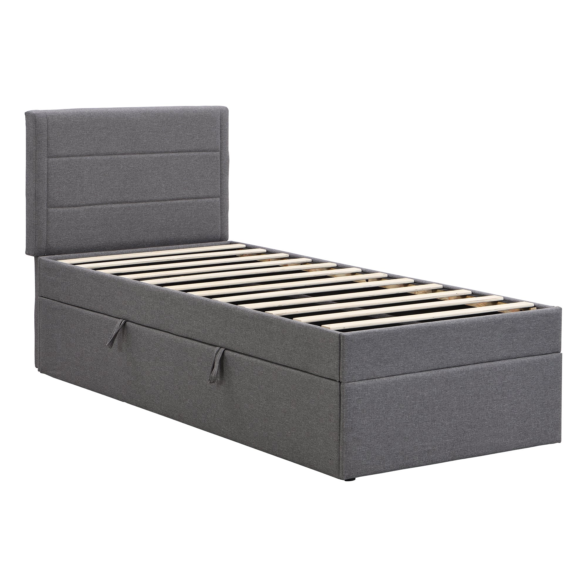 Logidon gestoffeerd bed 90x200 grijs met grote opbergruimte