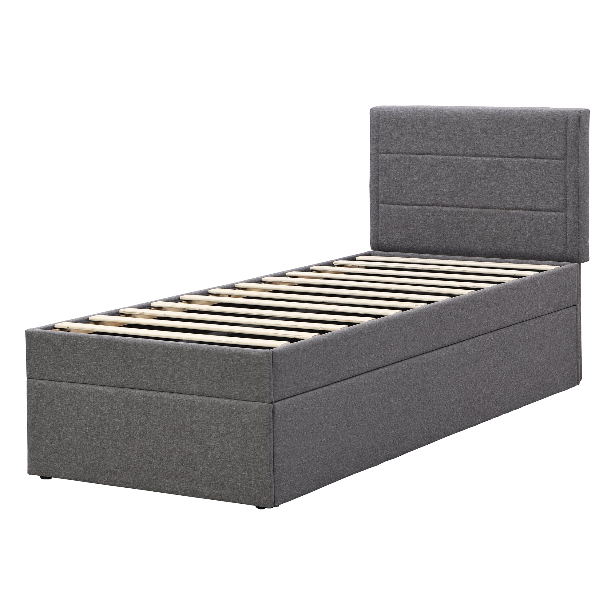 Logidon gestoffeerd bed 90x200 grijs met grote opbergruimte