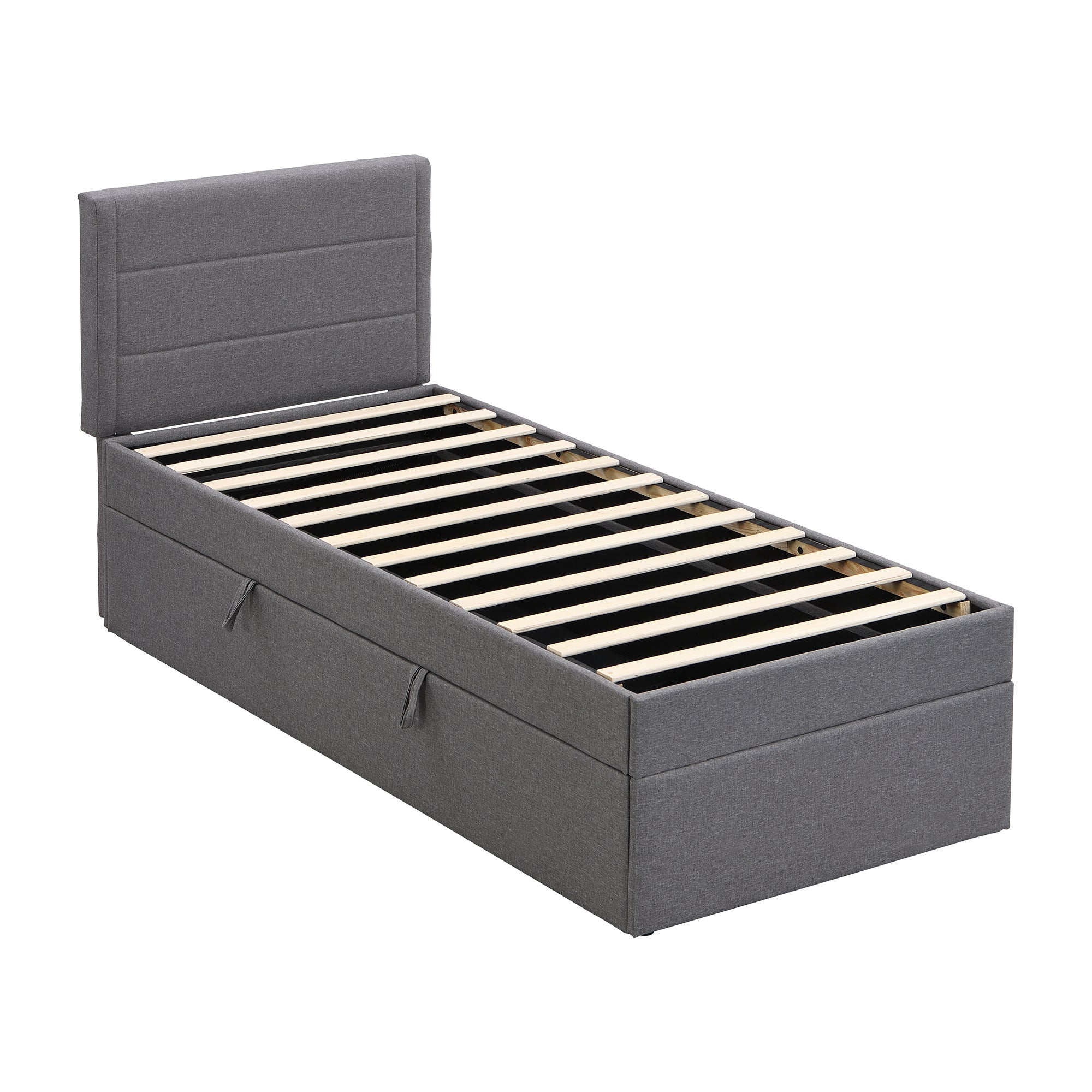 Logidon gestoffeerd bed 90x200 grijs met grote opbergruimte
