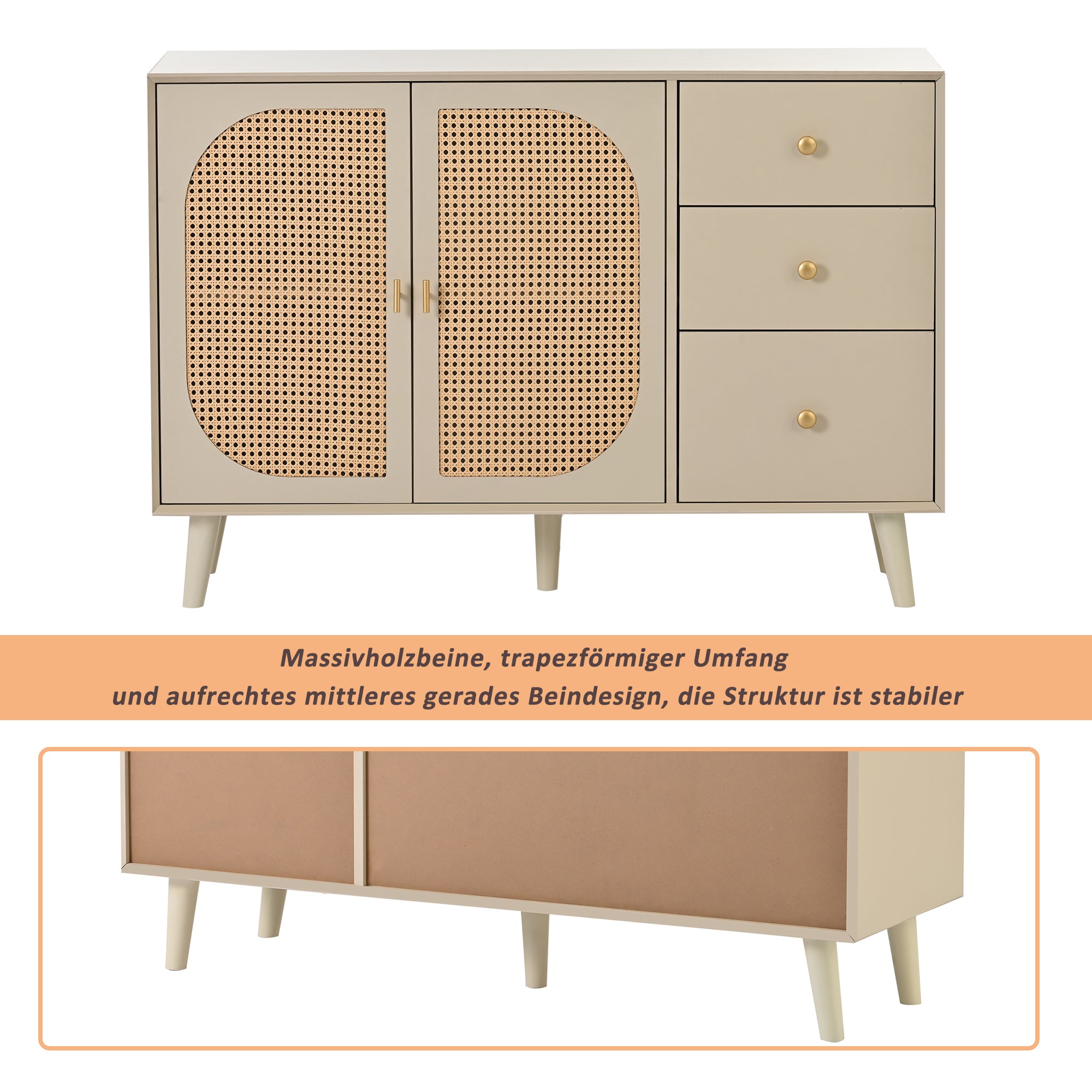 Logidon sideboard 120x40x82.5 cm cream offwhite with 2 doors and 3 drawers