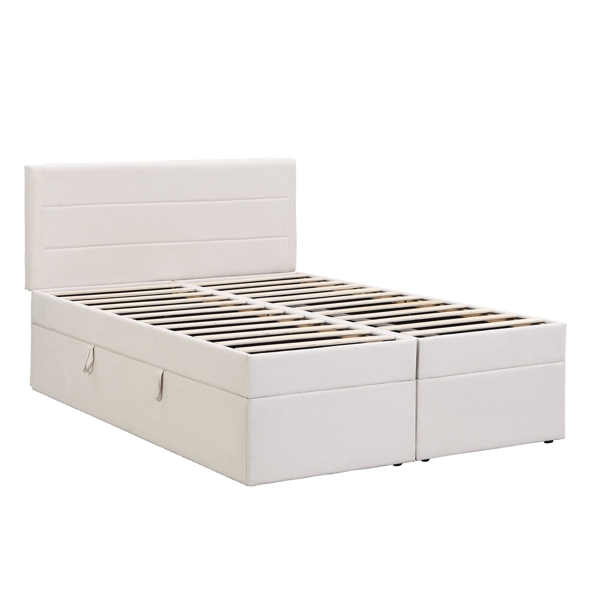 Logidon gestoffeerd bed 140x200 cm beige met opbergruimte en lattenbodem
