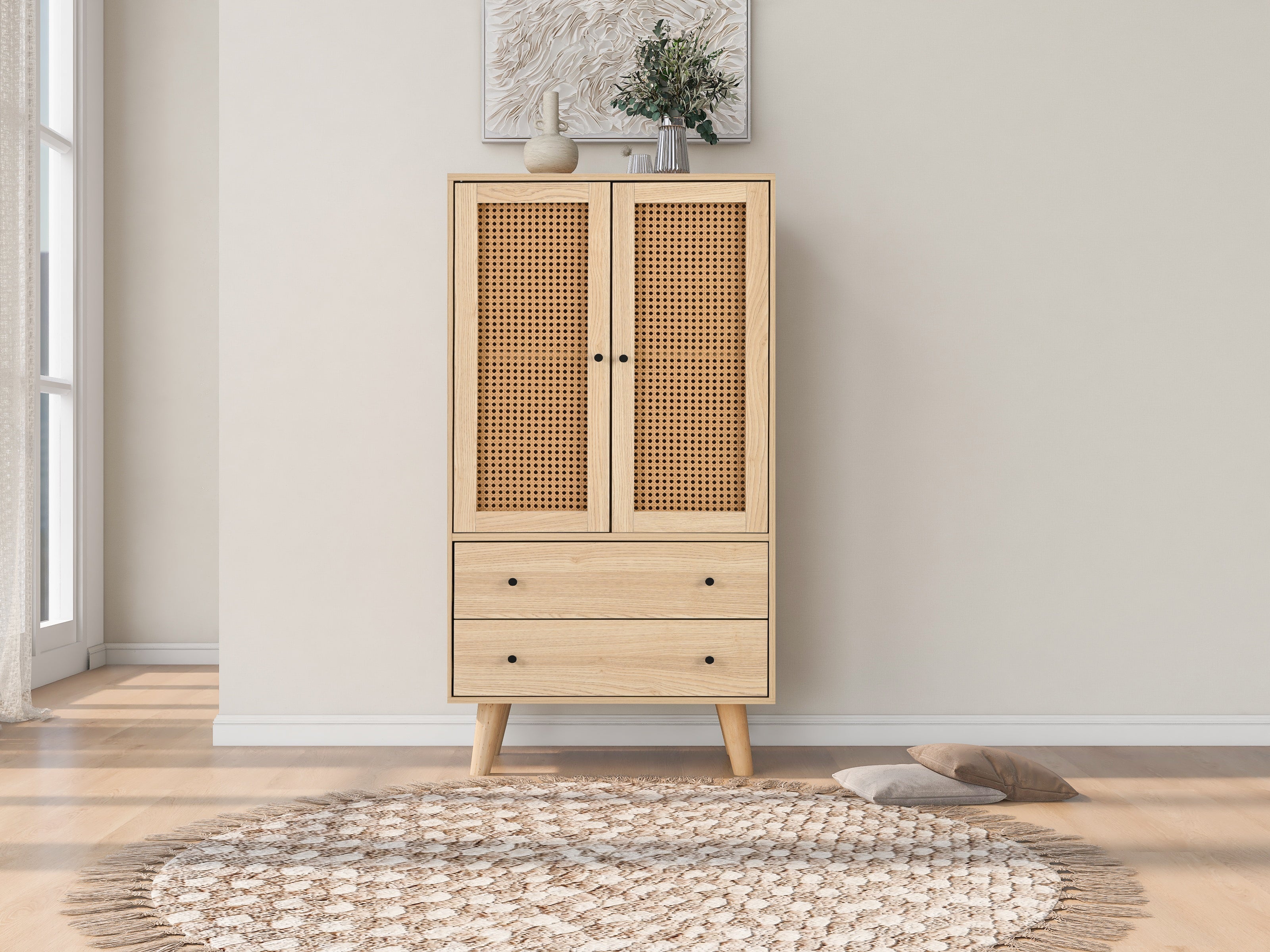 Logidon dressoir 60x120 cm eikenlook rotanlook 2 deuren 2 lades