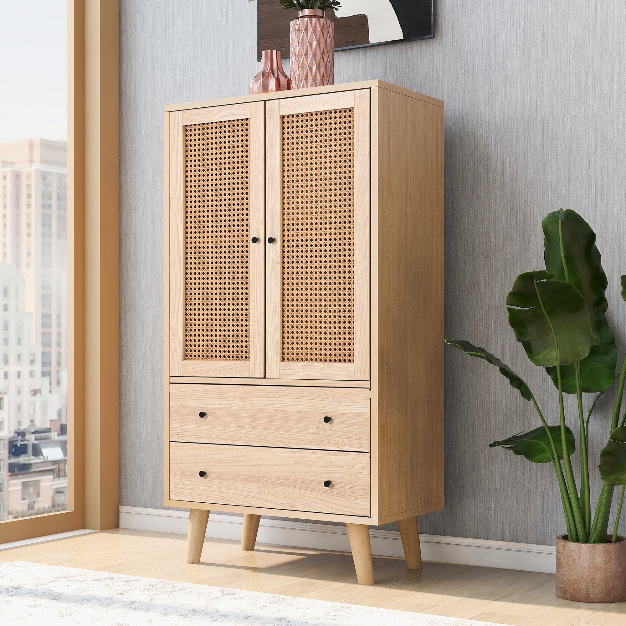 Logidon dressoir 60x120 cm eikenlook rotanlook 2 deuren 2 lades