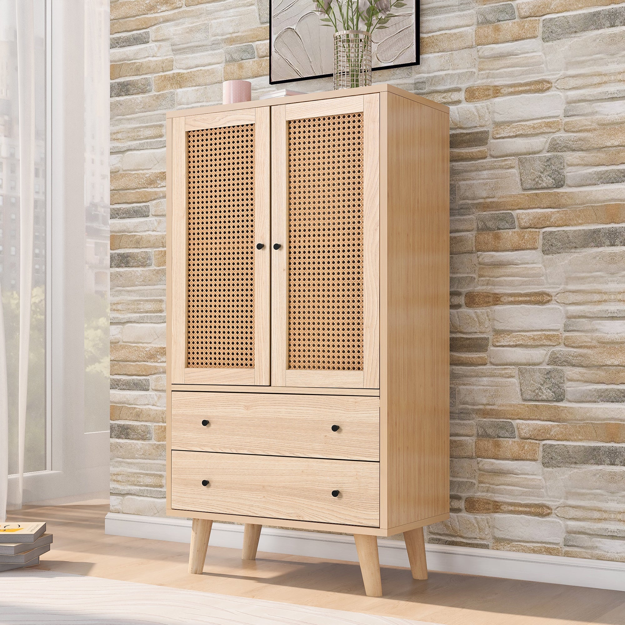 Logidon dressoir 60x120 cm eikenlook rotanlook 2 deuren 2 lades