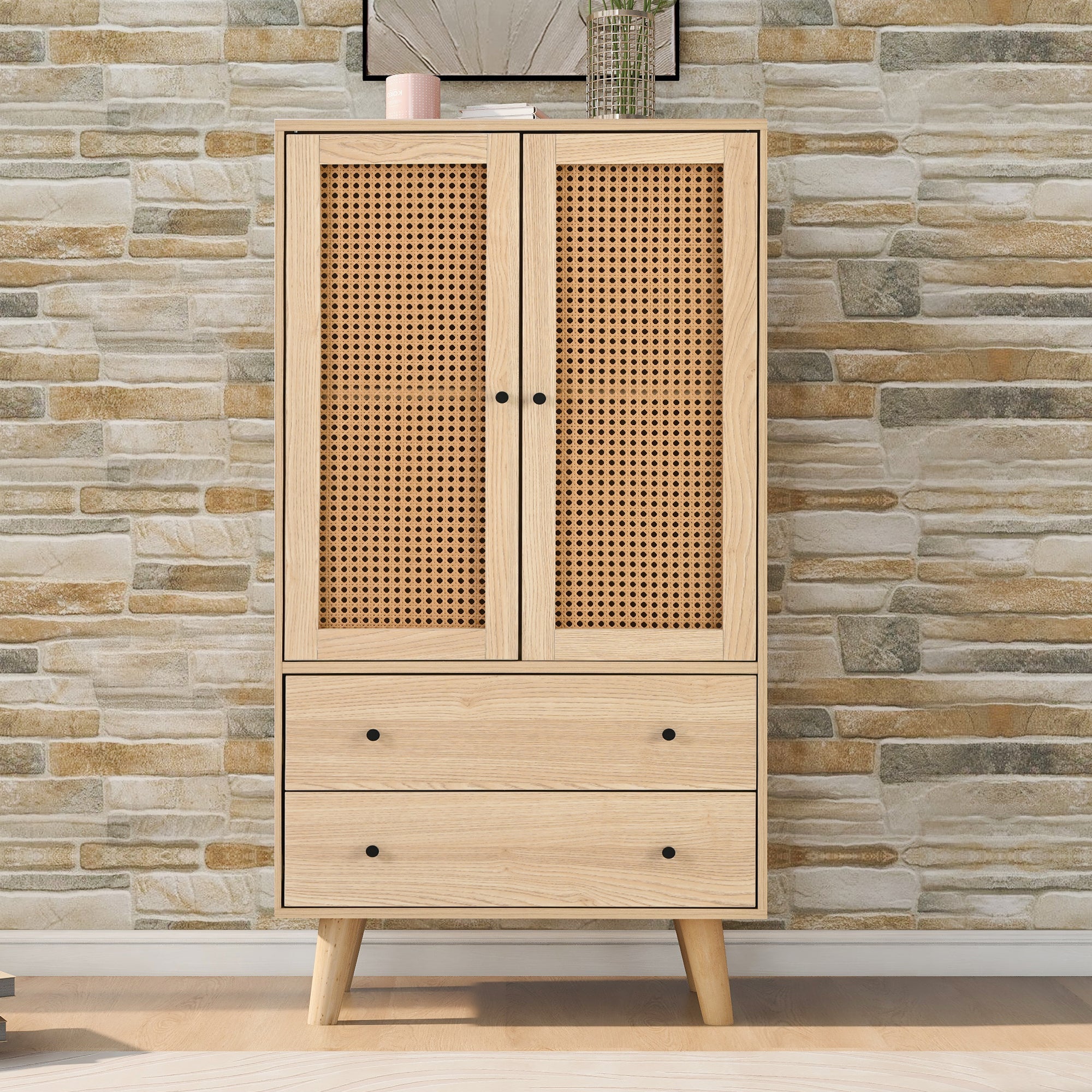 Logidon dressoir 60x120 cm eikenlook rotanlook 2 deuren 2 lades