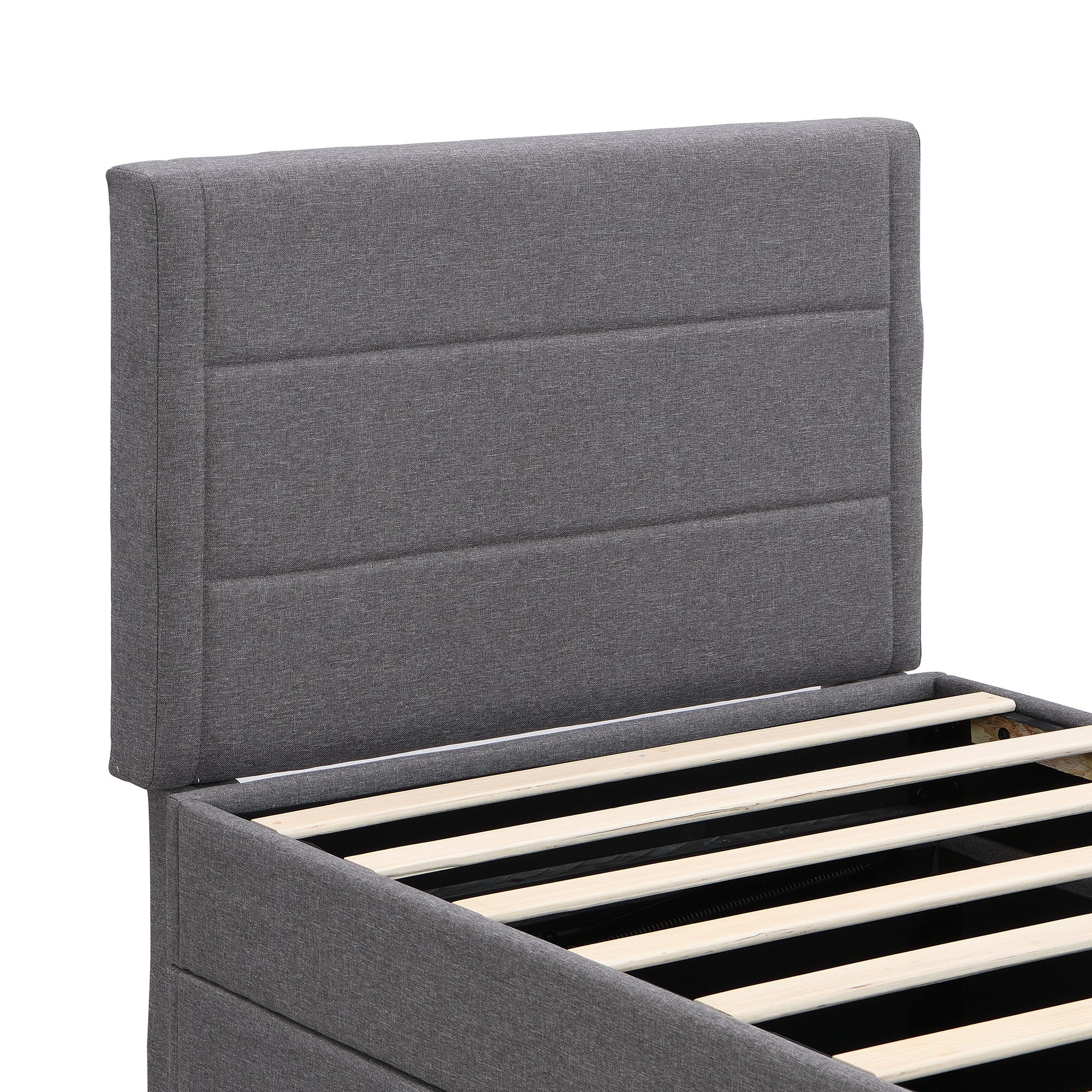 Logidon gestoffeerd bed 90x200 grijs met grote opbergruimte