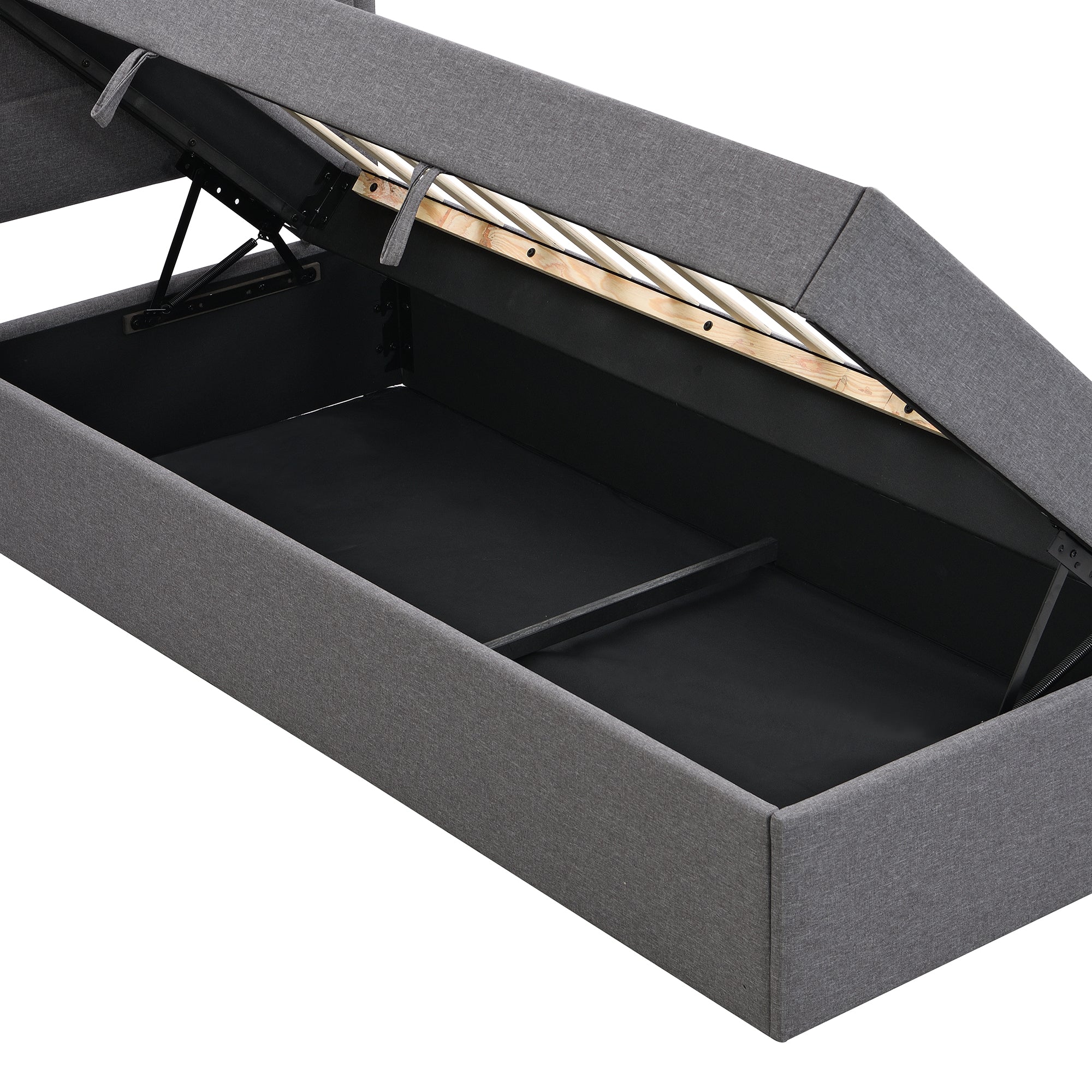 Logidon gestoffeerd bed 90x200 grijs met grote opbergruimte