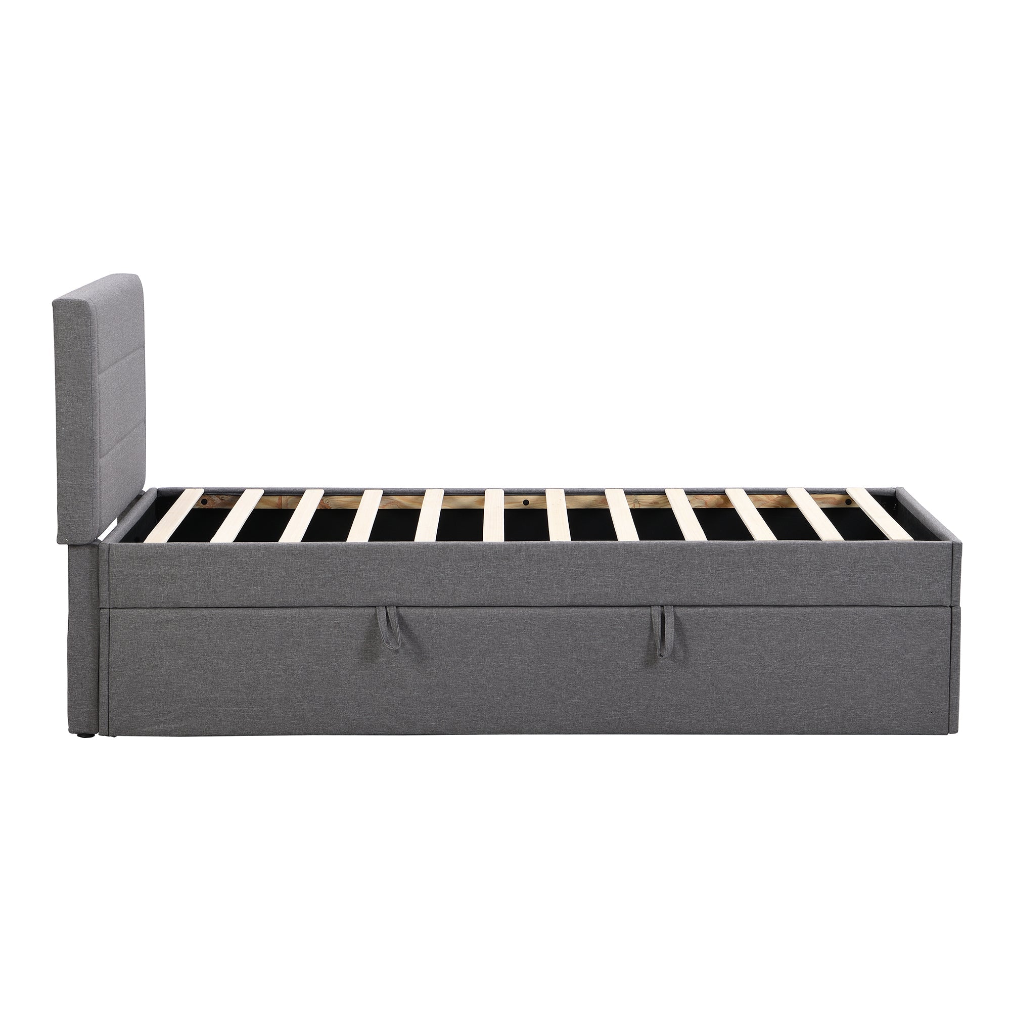 Logidon gestoffeerd bed 90x200 grijs met grote opbergruimte
