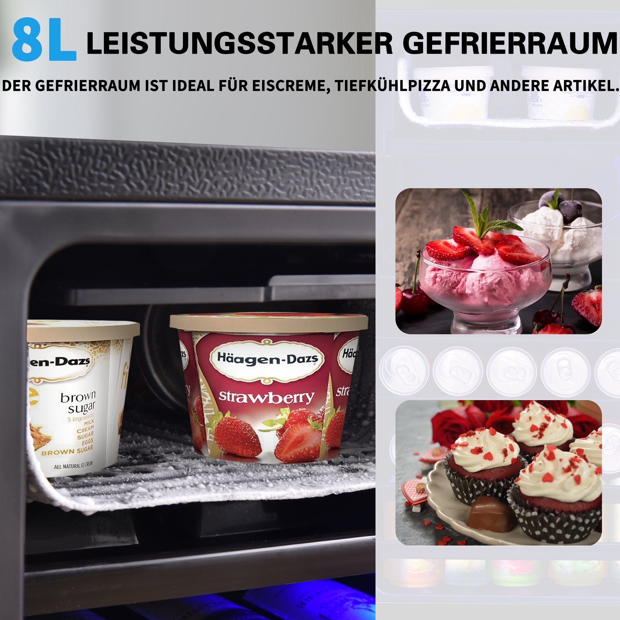 Logidon Minikoelkast 128L Zwart Stille werking 8L vriesgedeelte