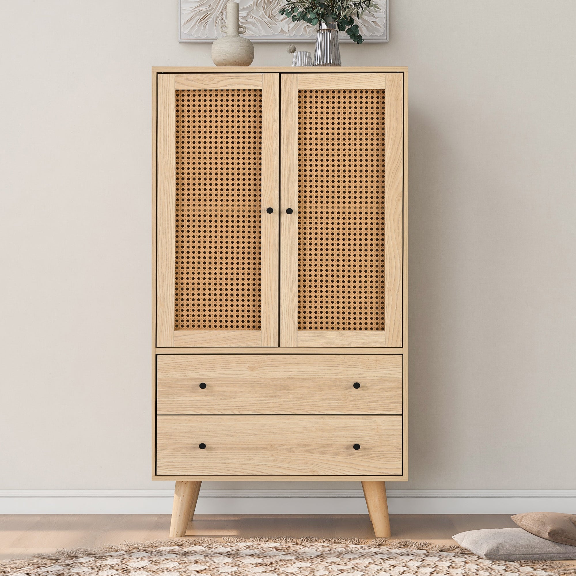 Logidon dressoir 60x120 cm eikenlook rotanlook 2 deuren 2 lades