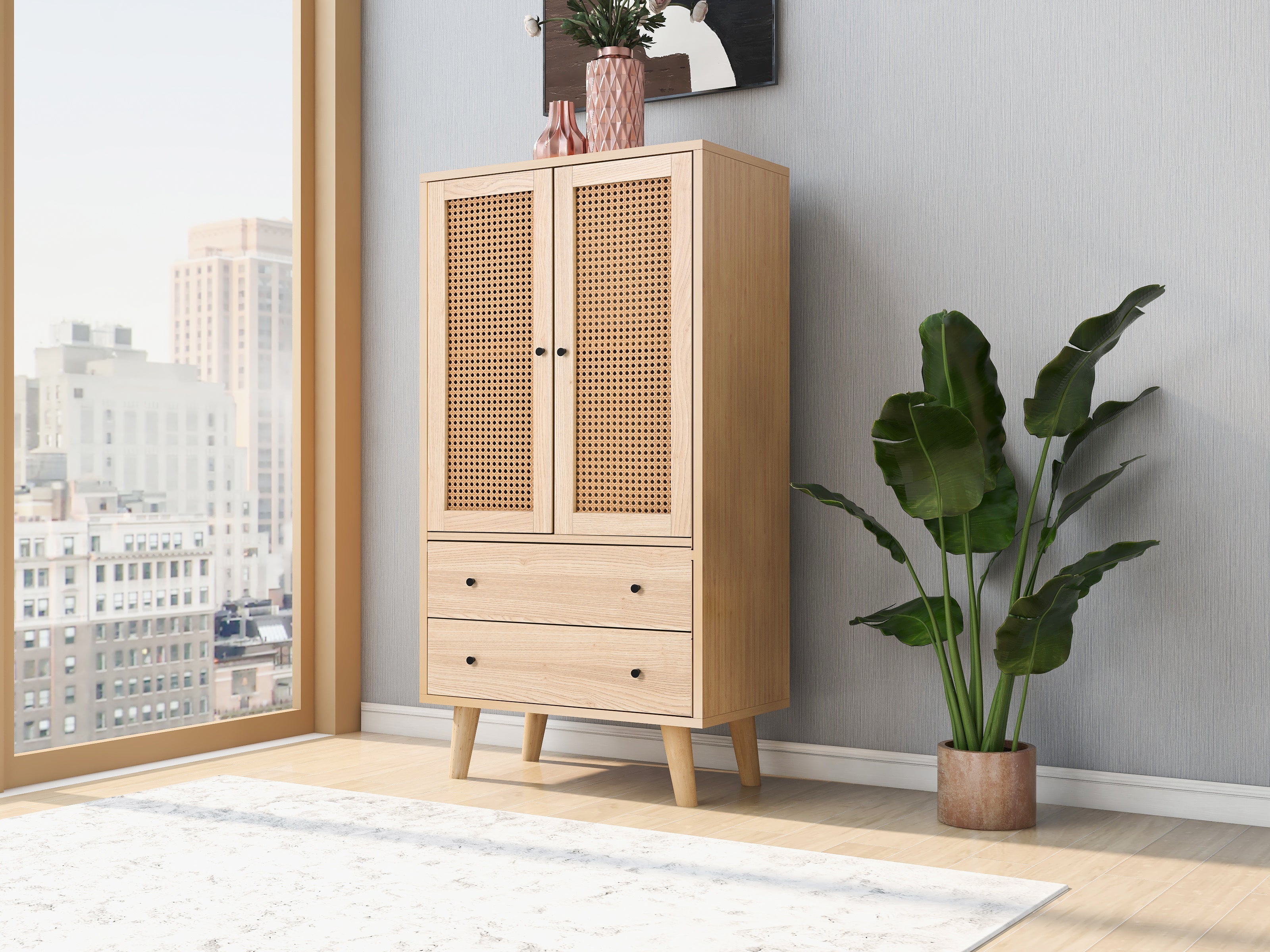 Logidon dressoir 60x120 cm eikenlook rotanlook 2 deuren 2 lades