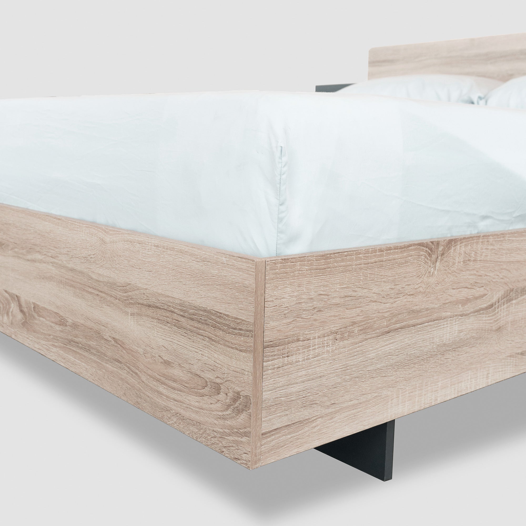 Logidon tweepersoonsbed 160x200 cm houten bedsysteem Sonoma eiken donkergrijs