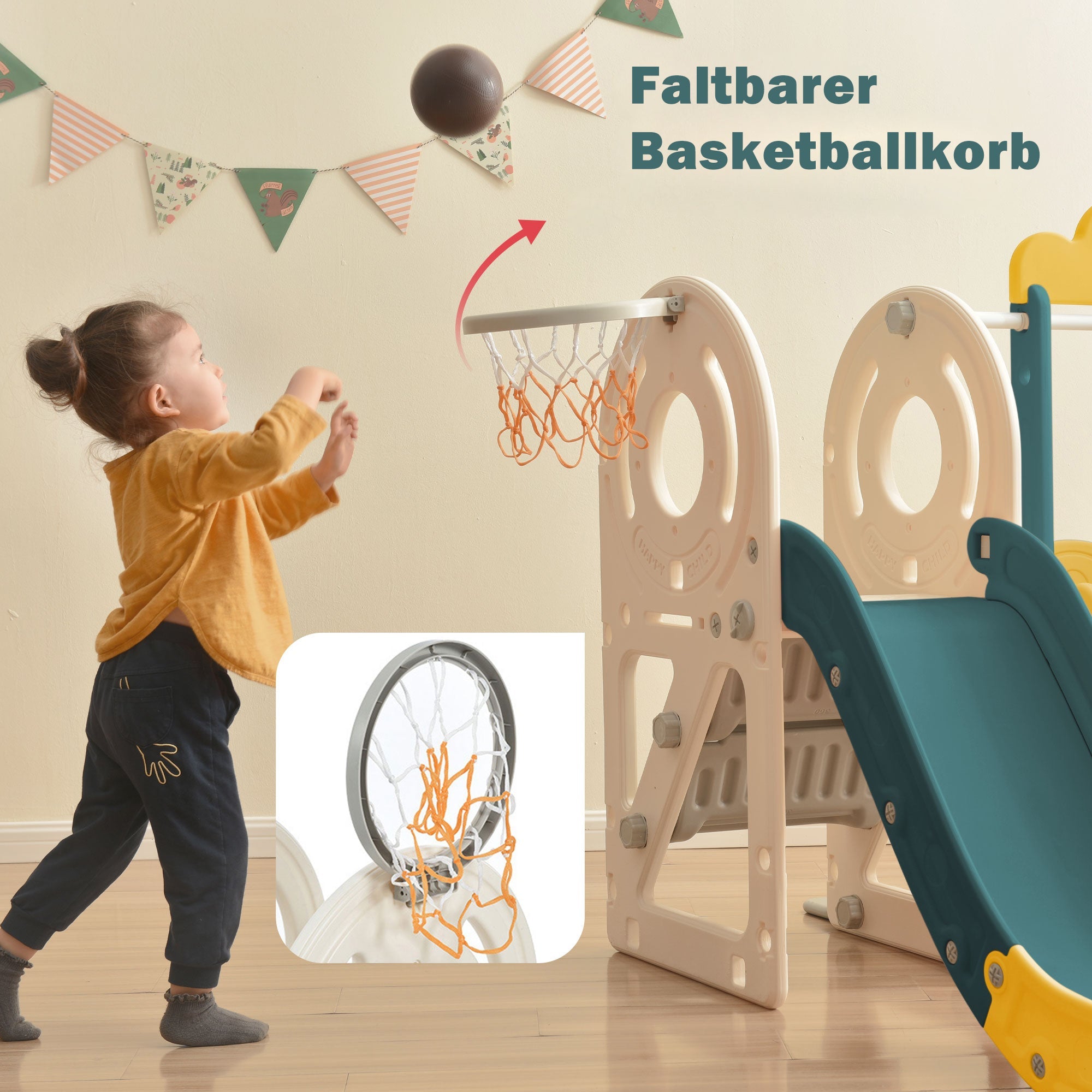 Logidon 4 In 1 Kinderglijbaan Antiek Groen HDPE Busglijbaan Ladder
