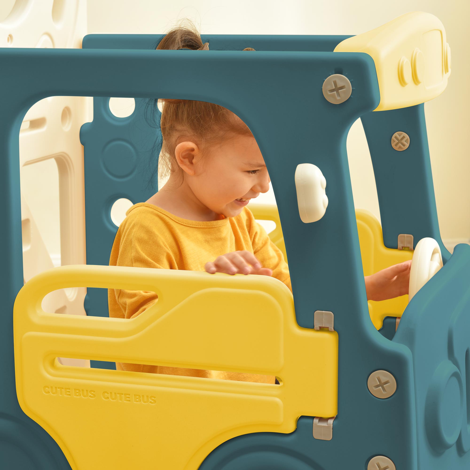 Logidon 4 In 1 Kinderglijbaan Antiek Groen HDPE Busglijbaan Ladder