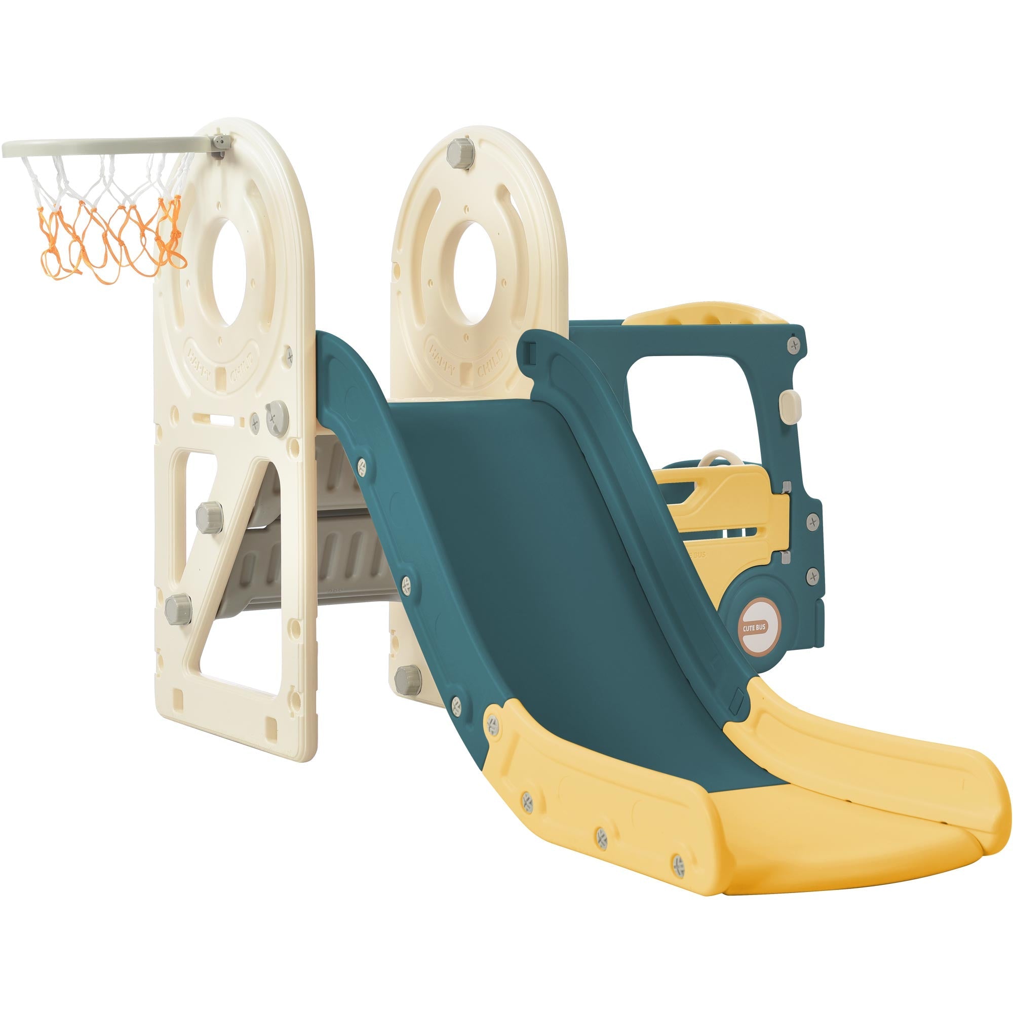 Logidon 4 In 1 Kinderglijbaan Antiek Groen HDPE Busglijbaan Ladder