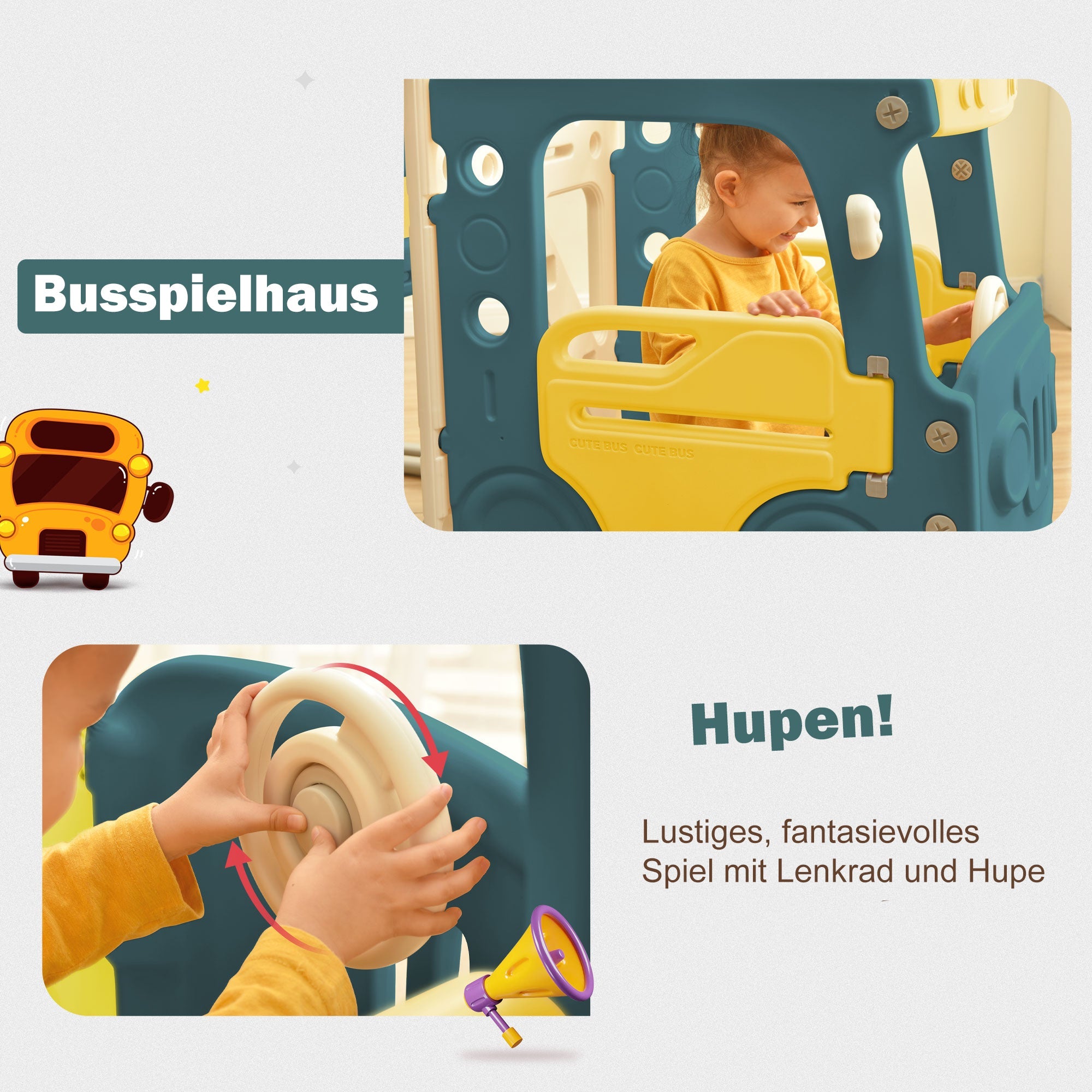Logidon 4 In 1 Kinderglijbaan Antiek Groen HDPE Busglijbaan Ladder
