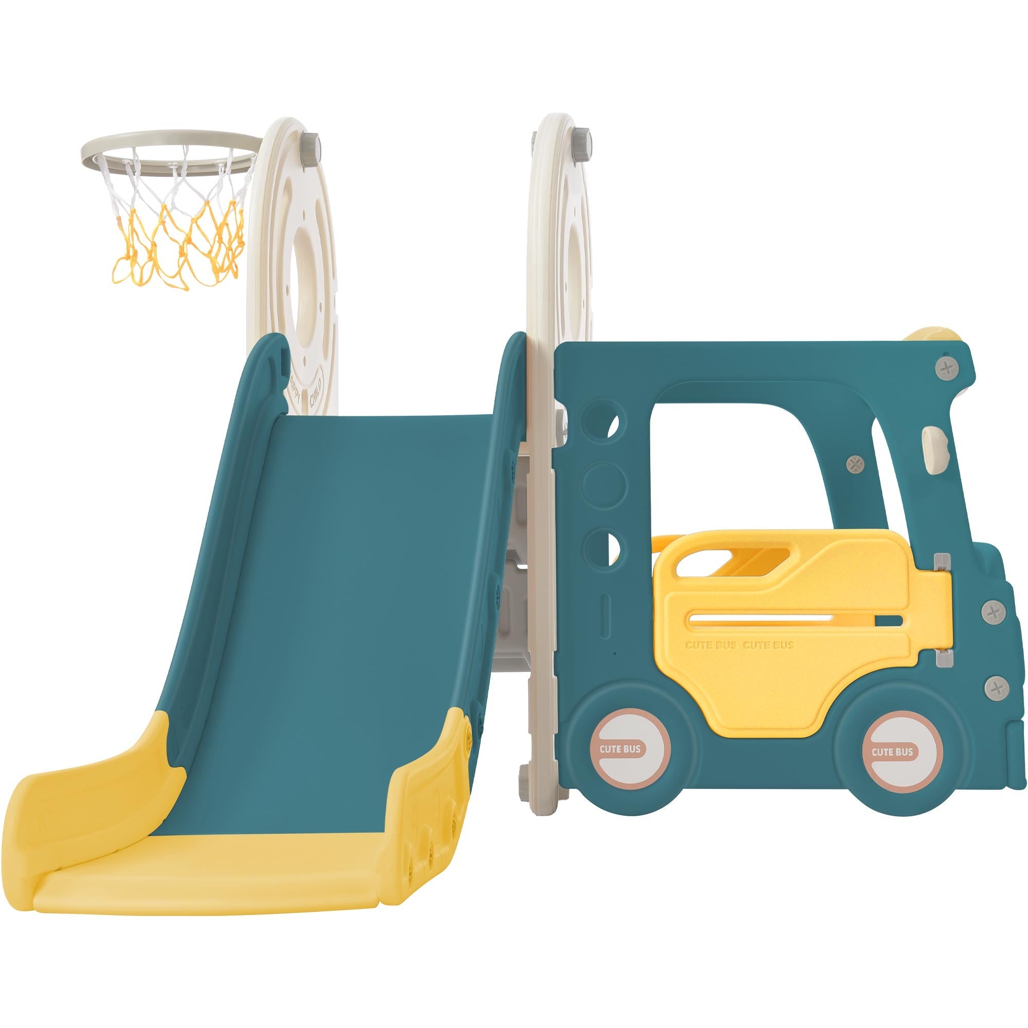 Logidon 4 In 1 Kinderglijbaan Antiek Groen HDPE Busglijbaan Ladder