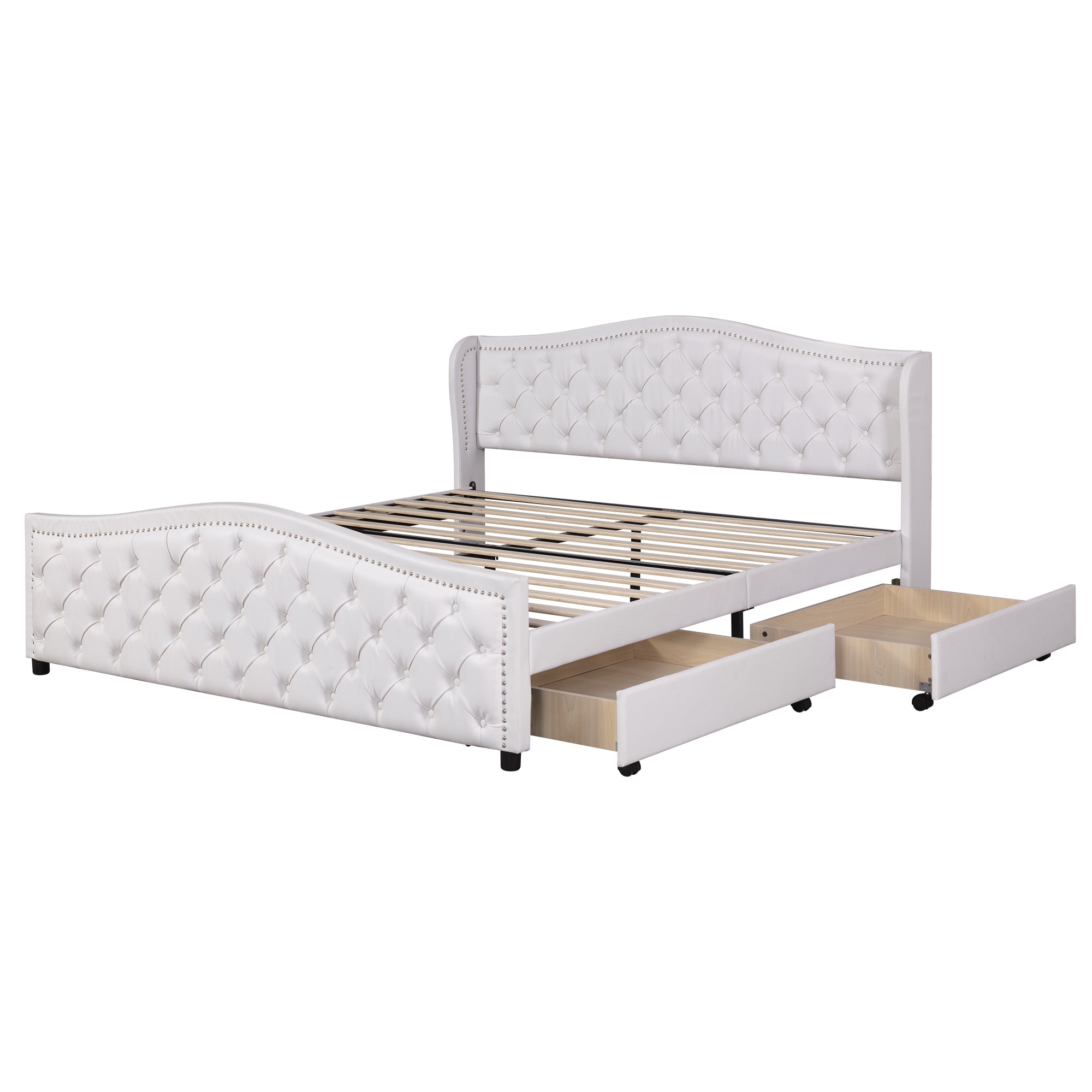 Logidon gestoffeerd bed 180x200 wit kunstleer met 2 lades