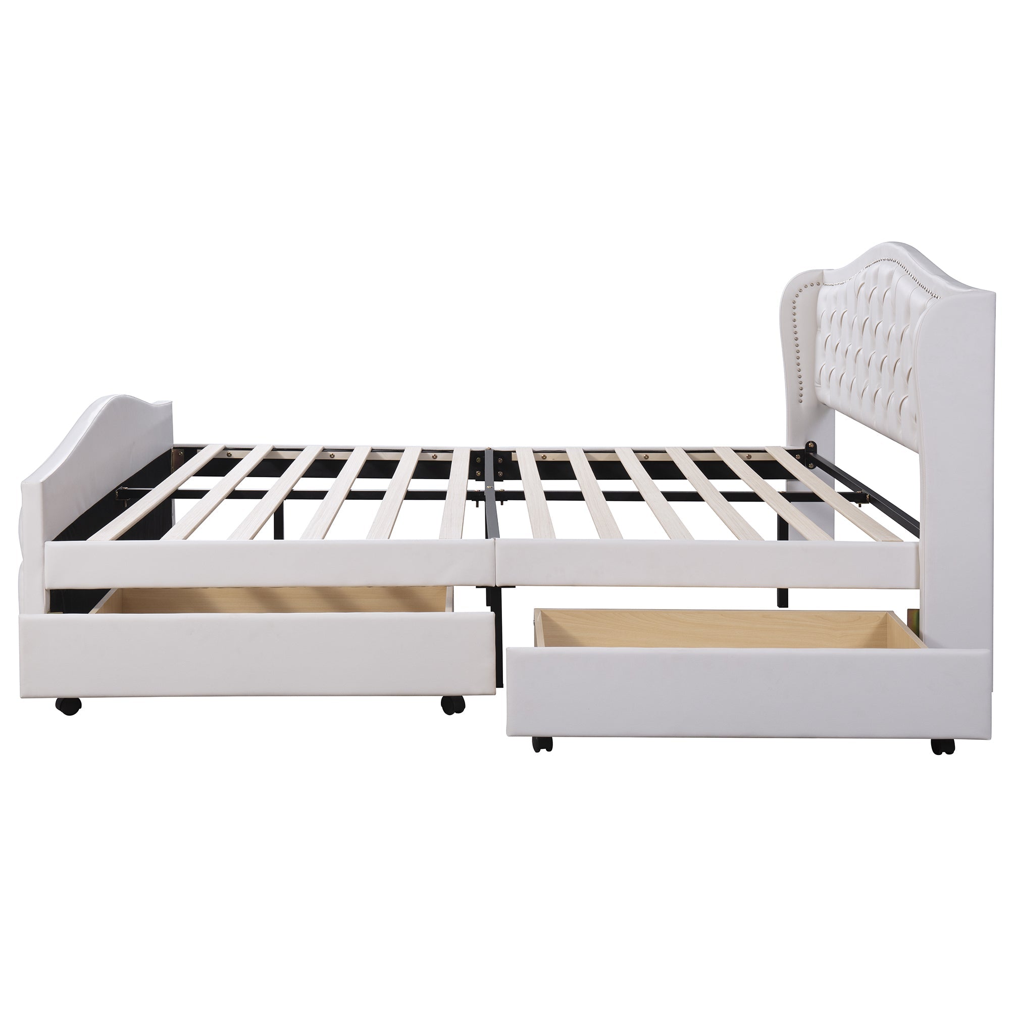 Logidon gestoffeerd bed 180x200 wit kunstleer met 2 lades