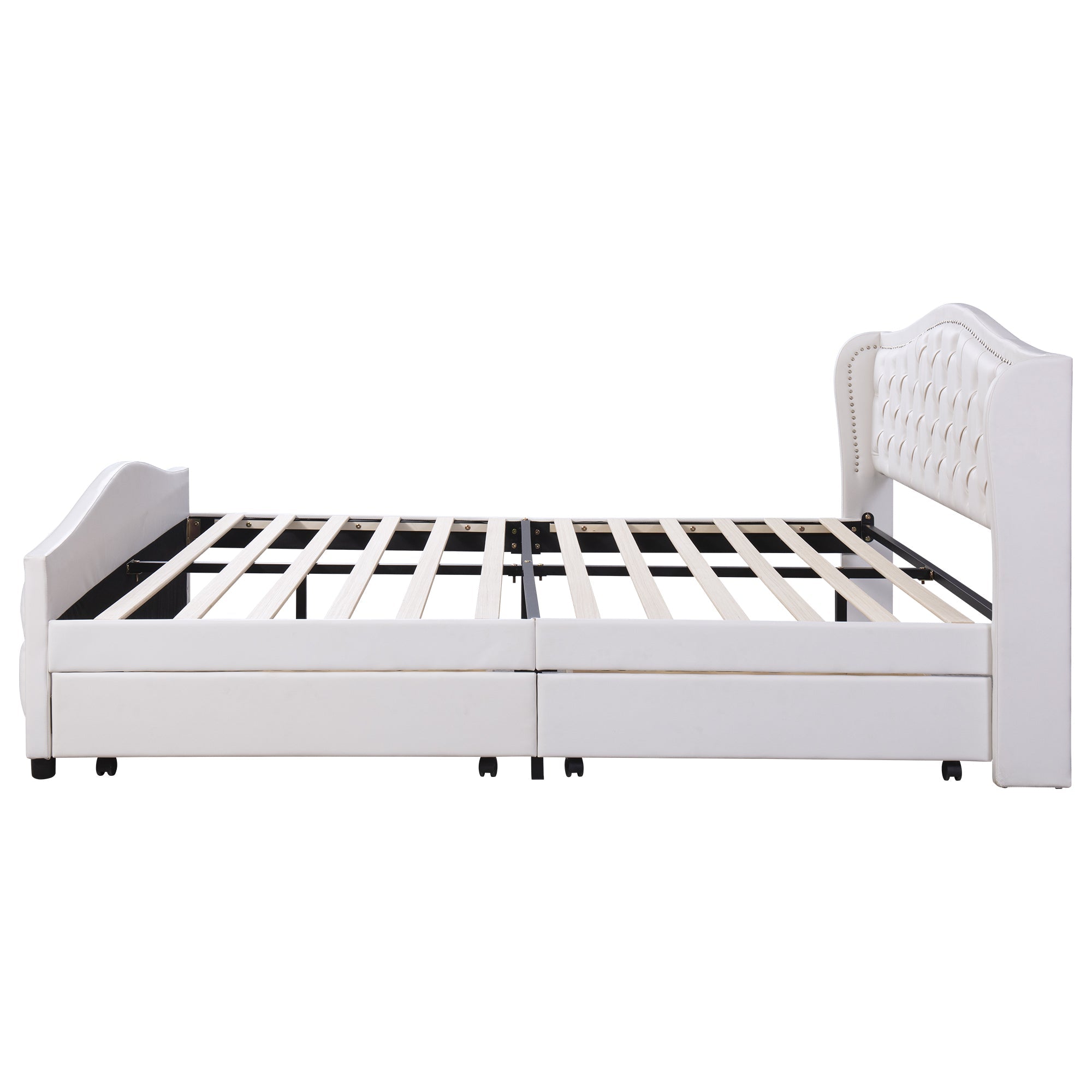 Logidon gestoffeerd bed 180x200 wit kunstleer met 2 lades