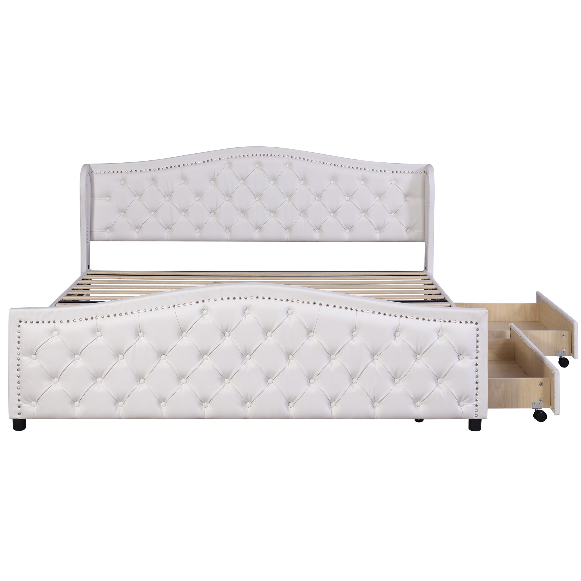 Logidon gestoffeerd bed 180x200 wit kunstleer met 2 lades