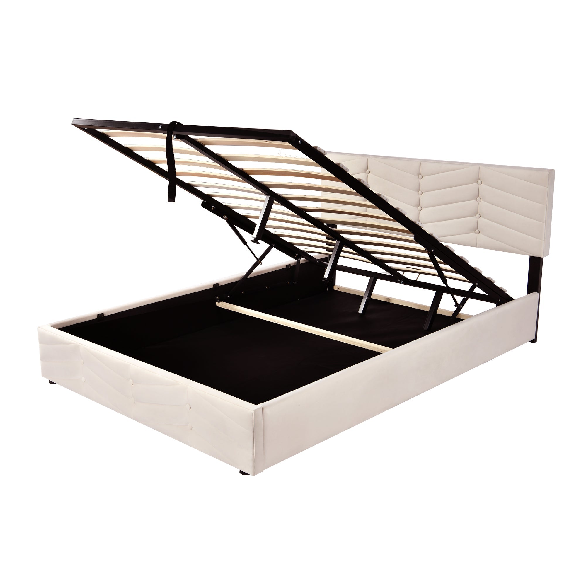 Logidon gestoffeerd bed 140x190 met in hoogte verstelbaar hoofdbord beige fluweel