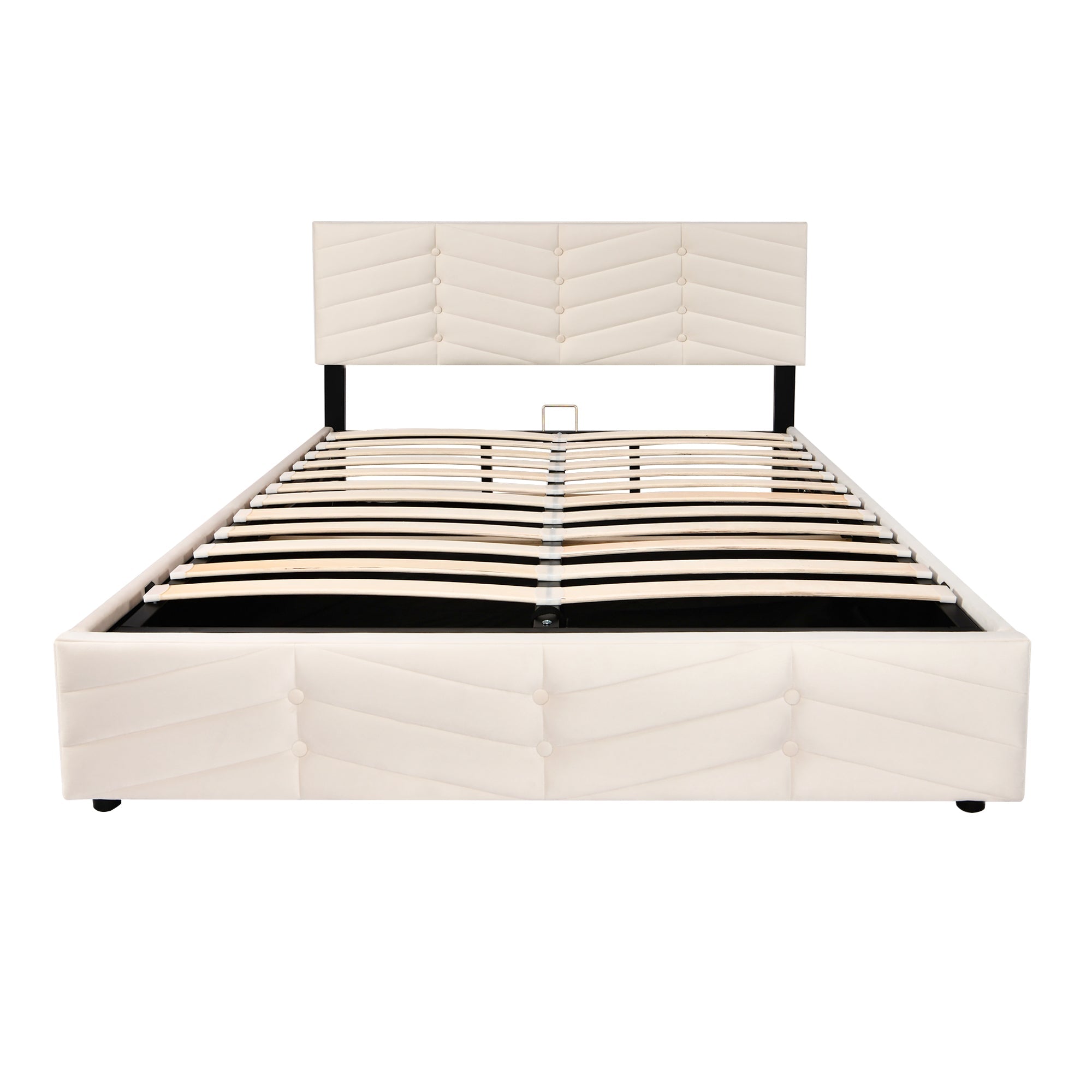 Logidon gestoffeerd bed 140x190 met in hoogte verstelbaar hoofdbord beige fluweel