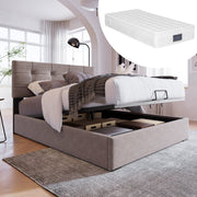 Logidon hydraulisch gestoffeerd bed 90x200 cm lichtgrijs hoofdbordverstelling