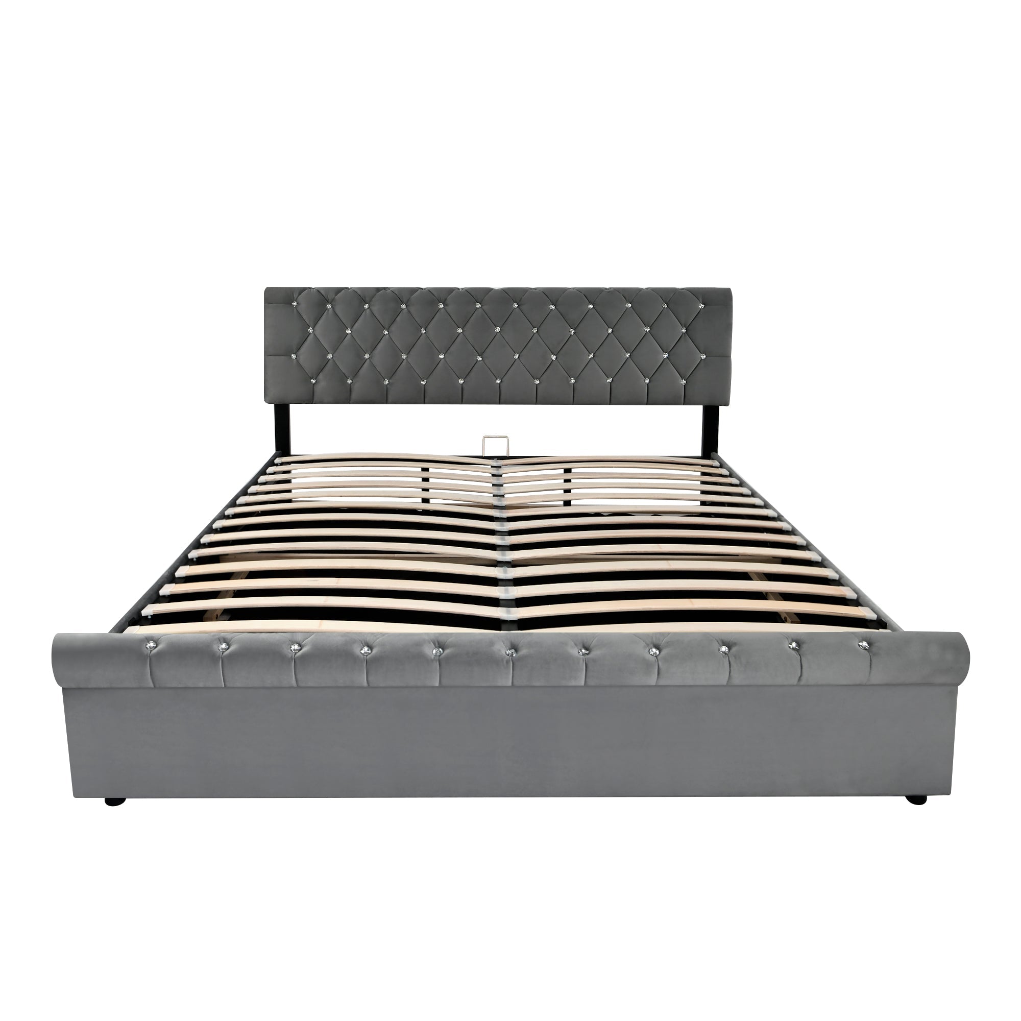 Logidon upholstered bed 160x200 gray velvet with height-adjustable headboard