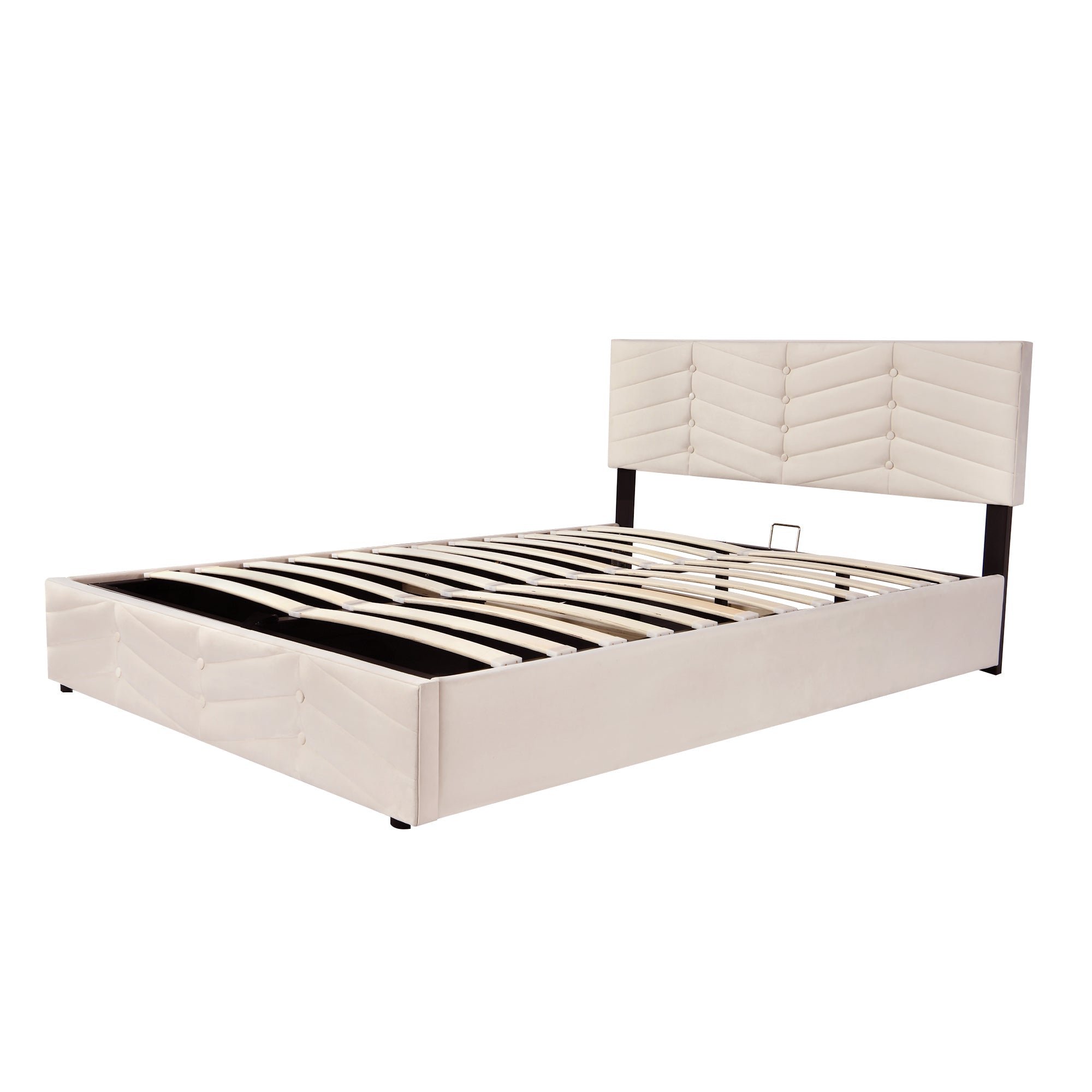 Logidon gestoffeerd bed 140x200 cm beige fluweel verstelbaar hoofdeinde
