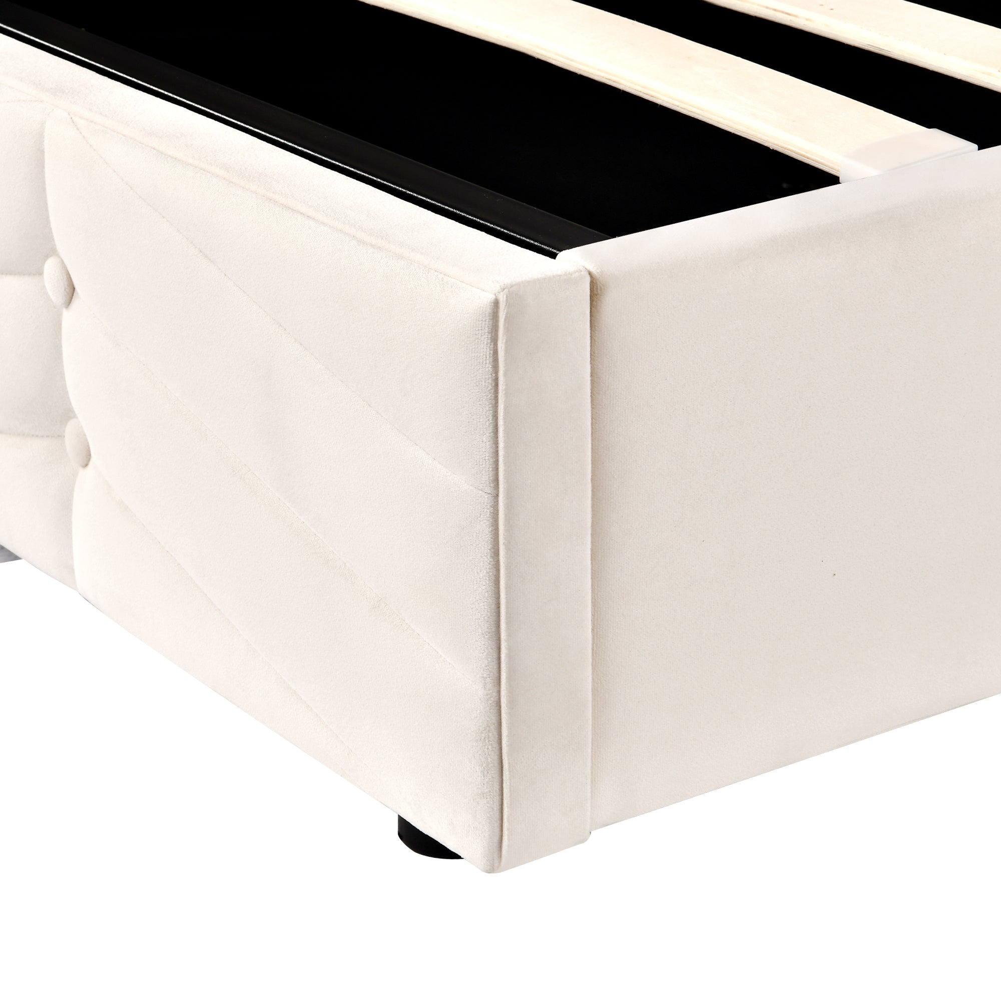 Logidon gestoffeerd bed 140x200 cm beige fluweel verstelbaar hoofdeinde